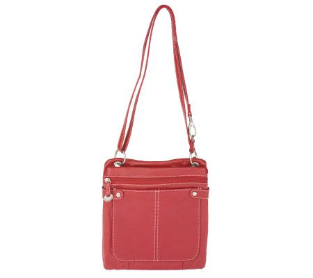 Travelon Leather North/South Crossbody Bag - QVC.com