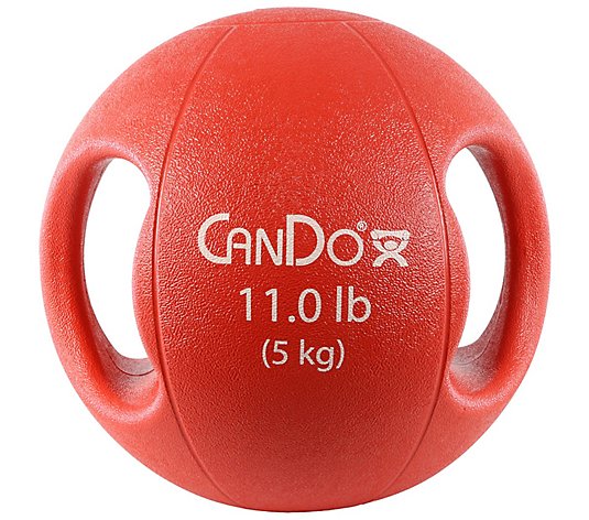 CanDo Molded Dual Handle Medicine Ball - 11 lbs- Red