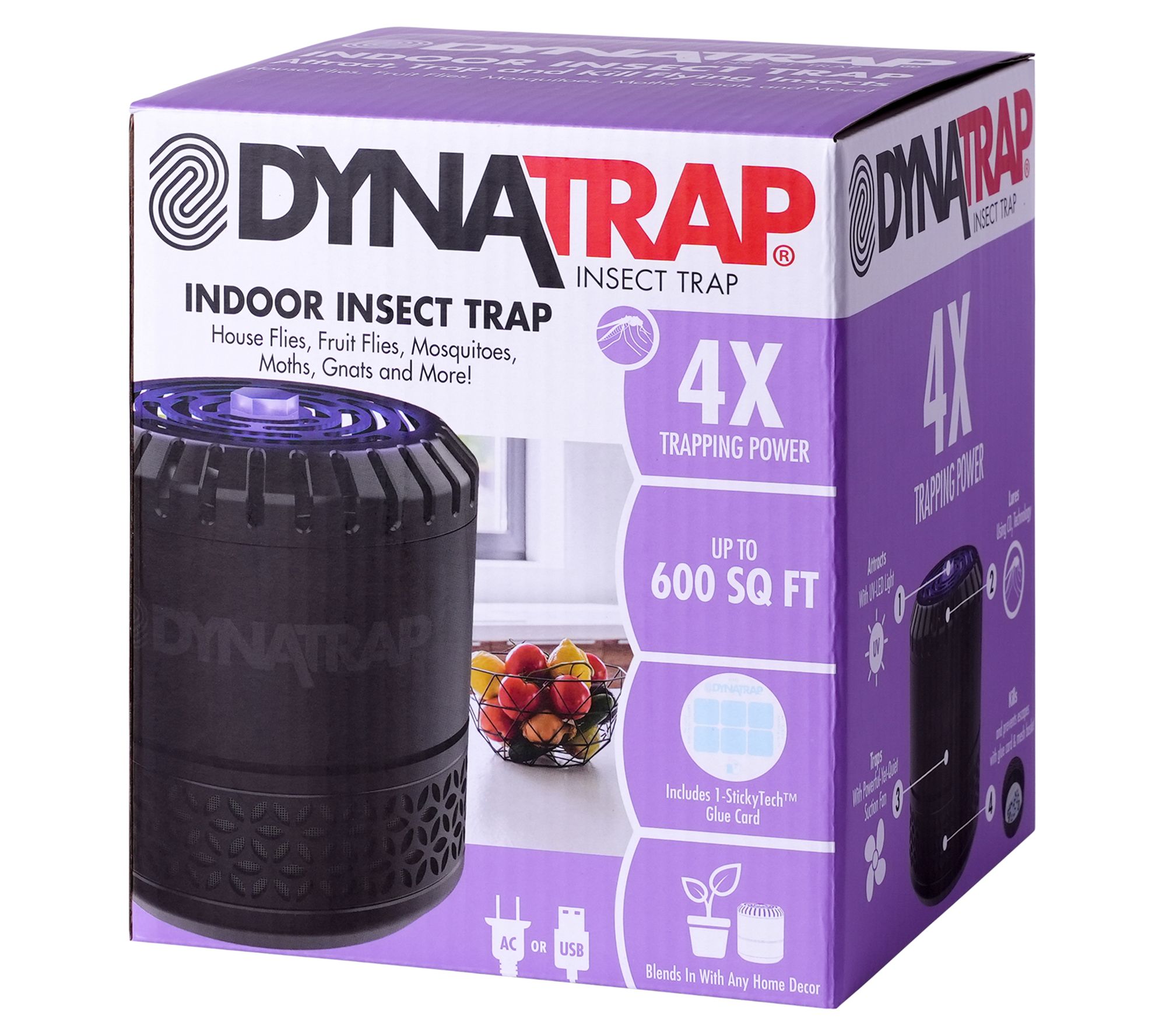 Dynatrap 4-Way Protection Indoor Fly and Insect Trap with