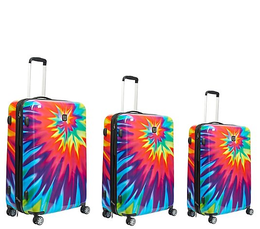 FUL Tie Dye Nested 3-Piece Spinner Luggage Set