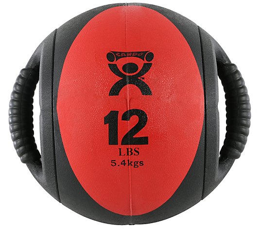 CanDo Dual-Handle Medicine Ball - 9in Diameter- Red - 12 lb
