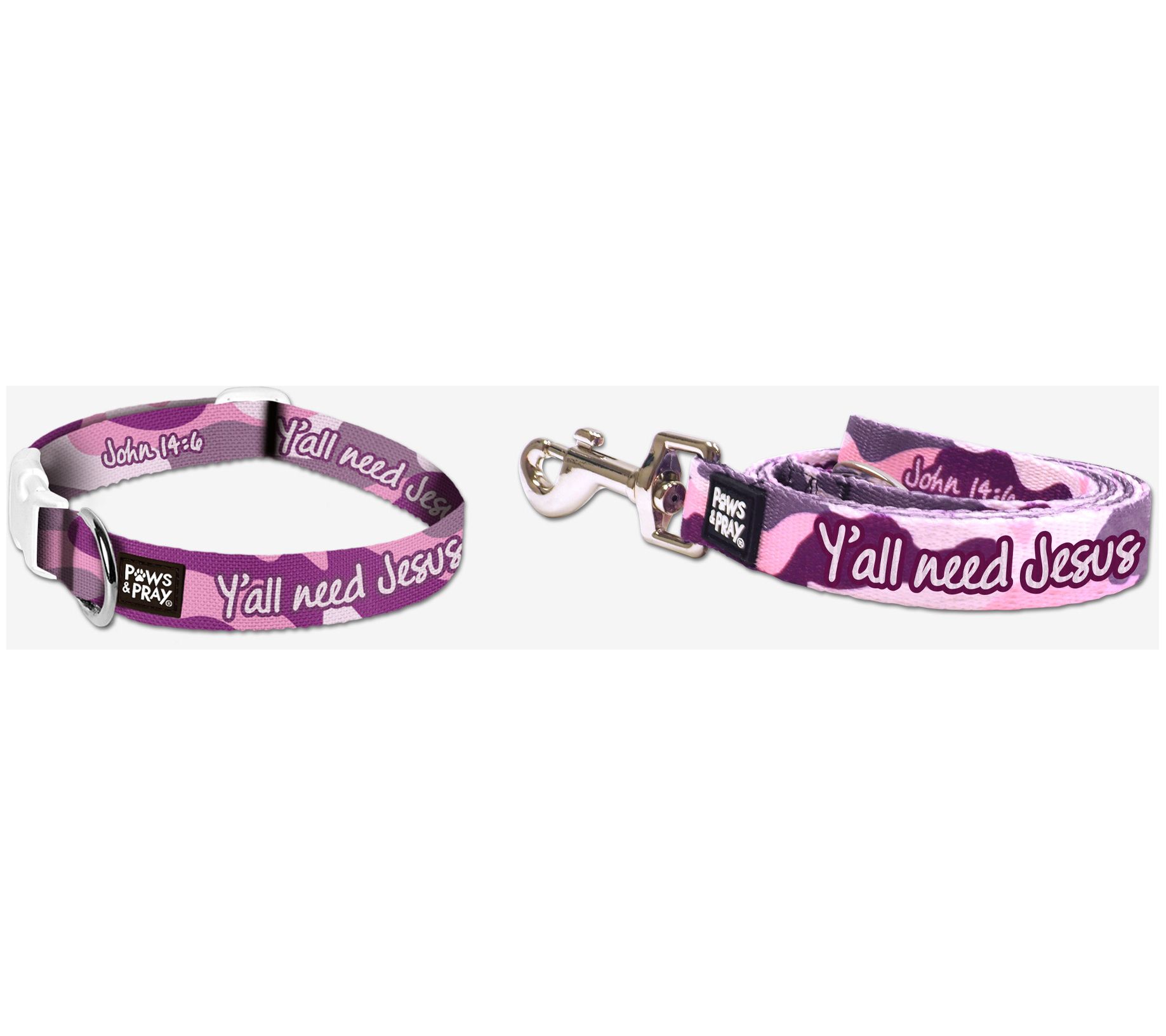 Paws & Pray Pet Collar and Leash Bundle - LG/XL