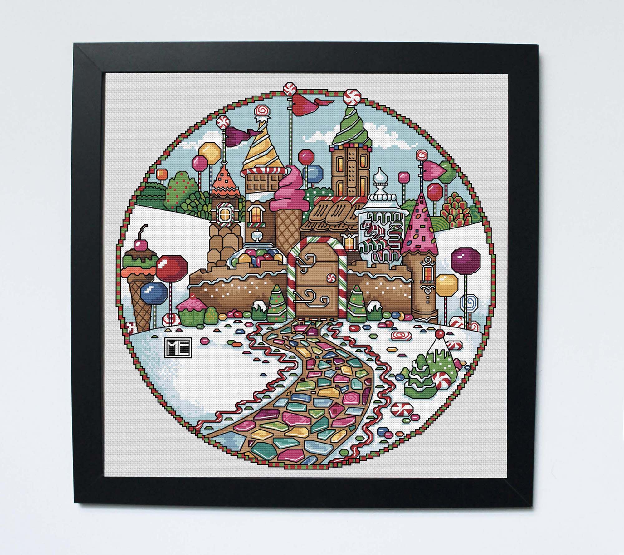 Spot Colors Candy Castle Counted Cross Stitch Kit