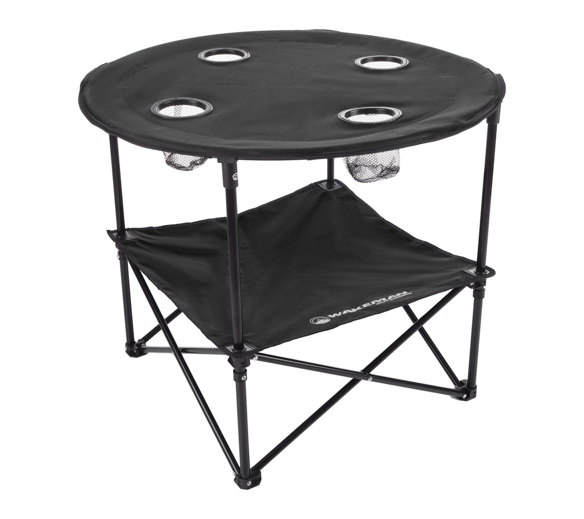 Wakeman Camping 2-Tier Folding Table w/ 4 Cupholders & Bag
