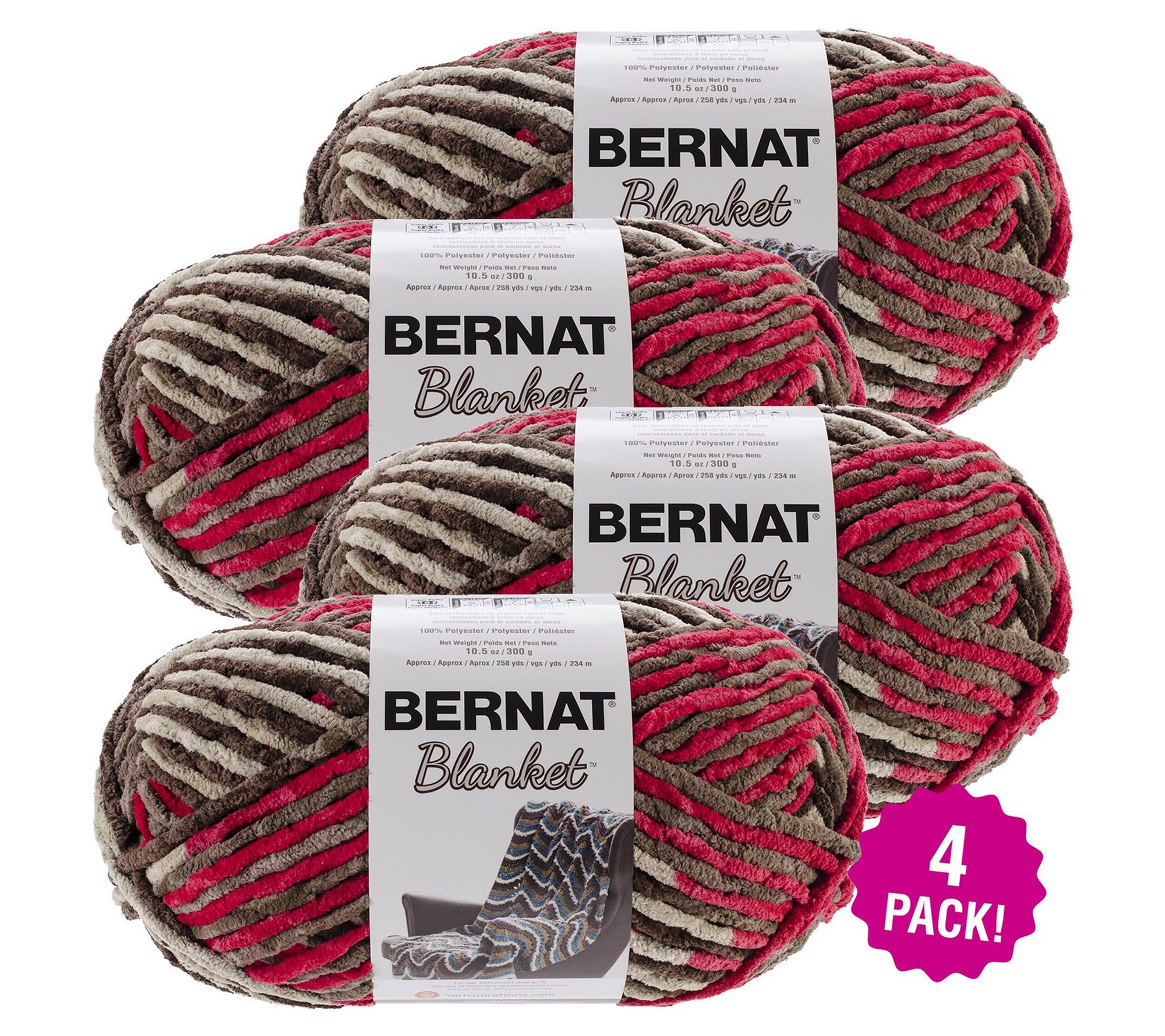 Bernat Blanket BIG Yarn Bundle - Includes: 2 x 300g Yarn Balls with Pattern