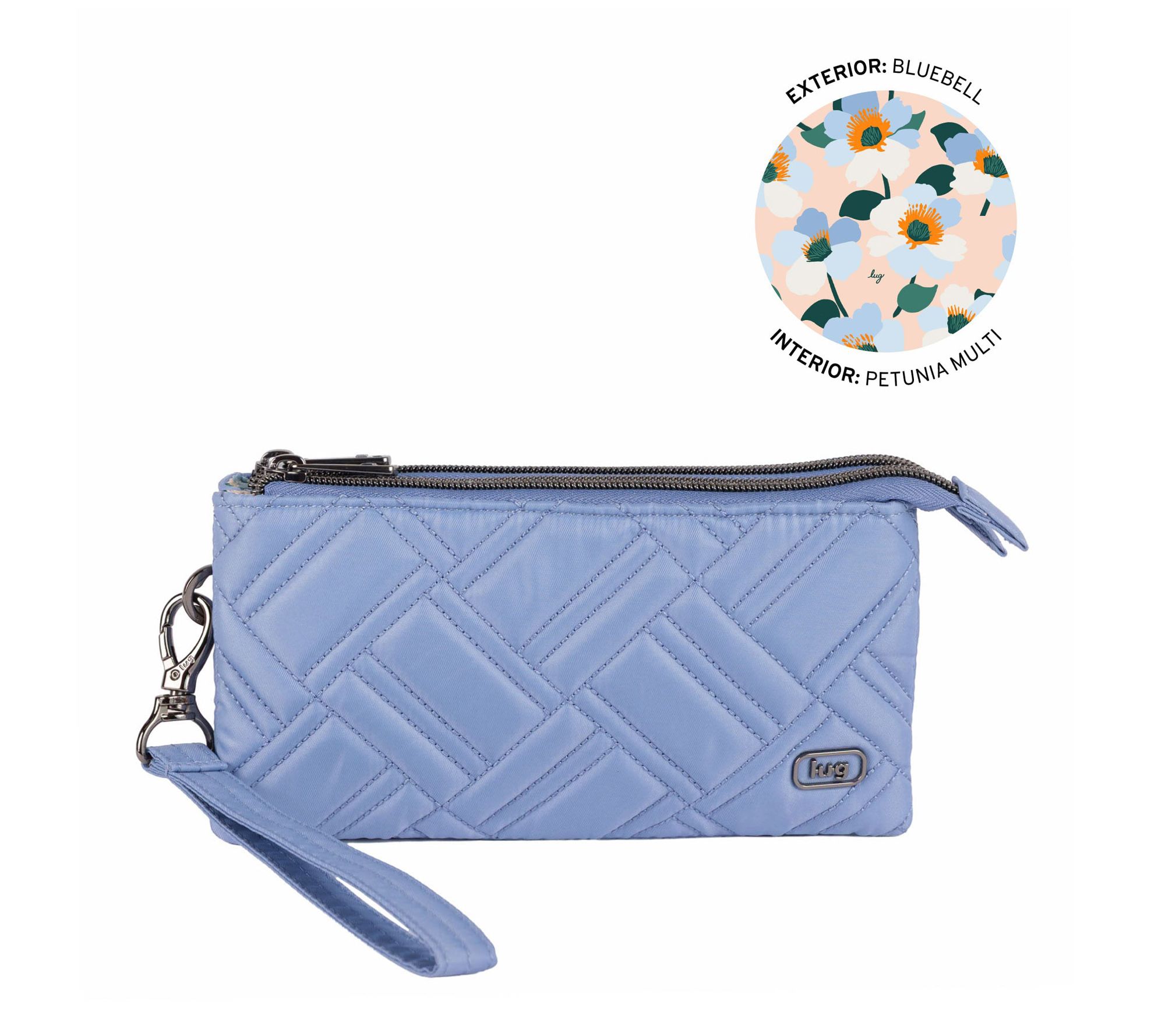 Lug Quilted Top Zip Pouch with Wristlet Strap-Frolic