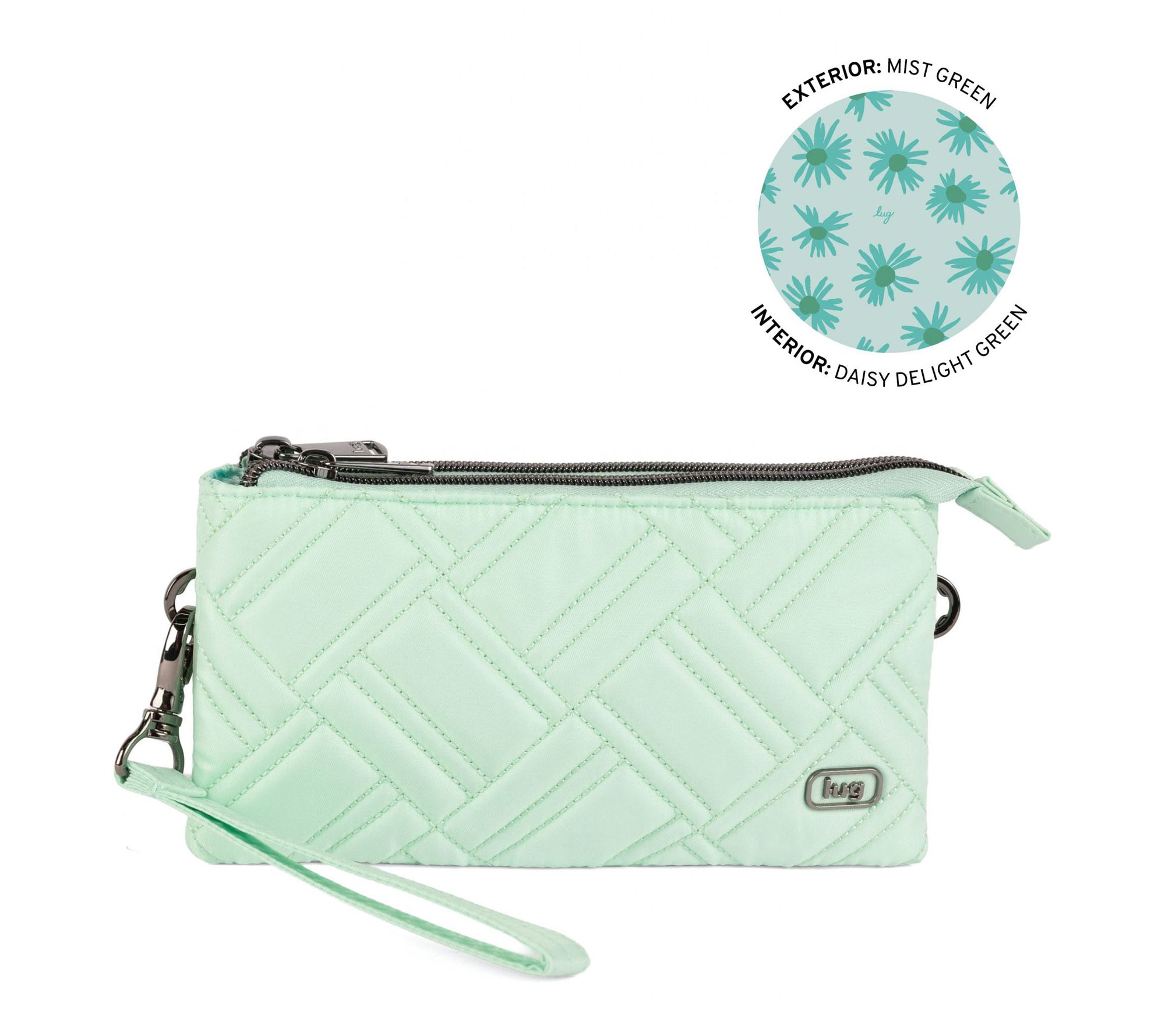 Lug Quilted Top Zip Pouch with Wristlet Strap-Frolic