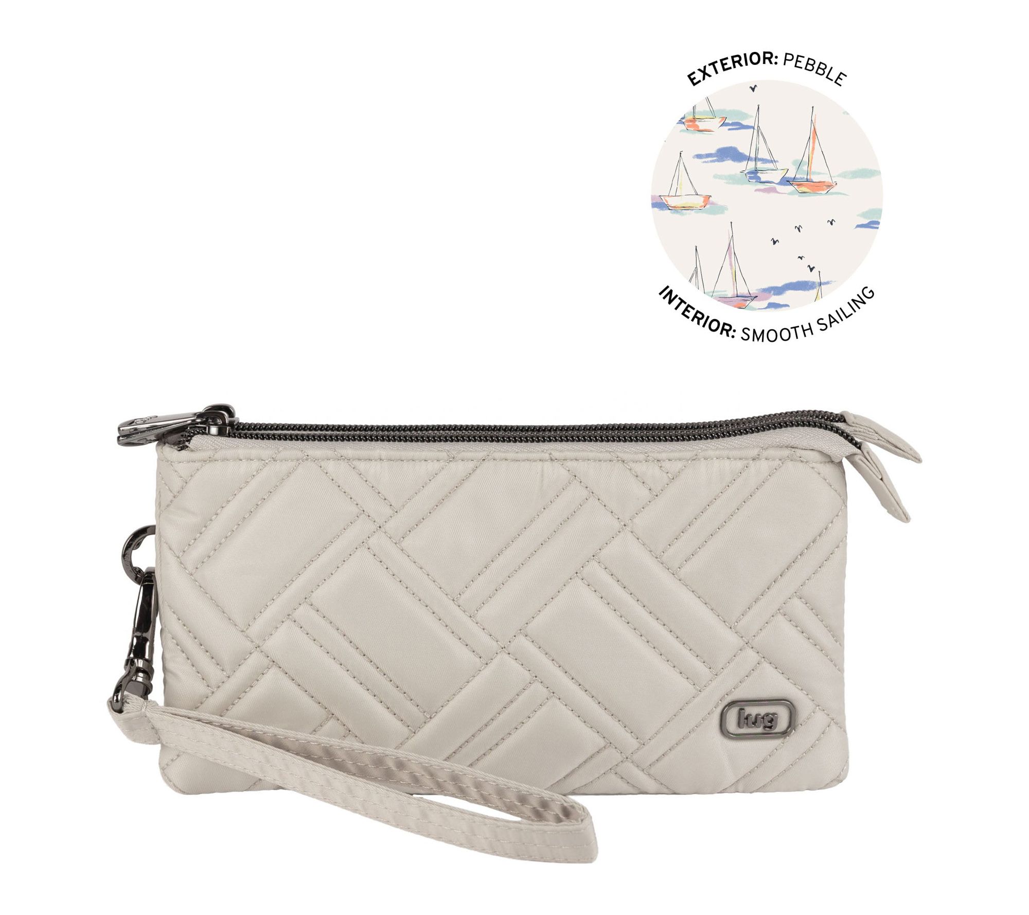 Lug Quilted Top Zip Pouch with Wristlet Strap-Frolic