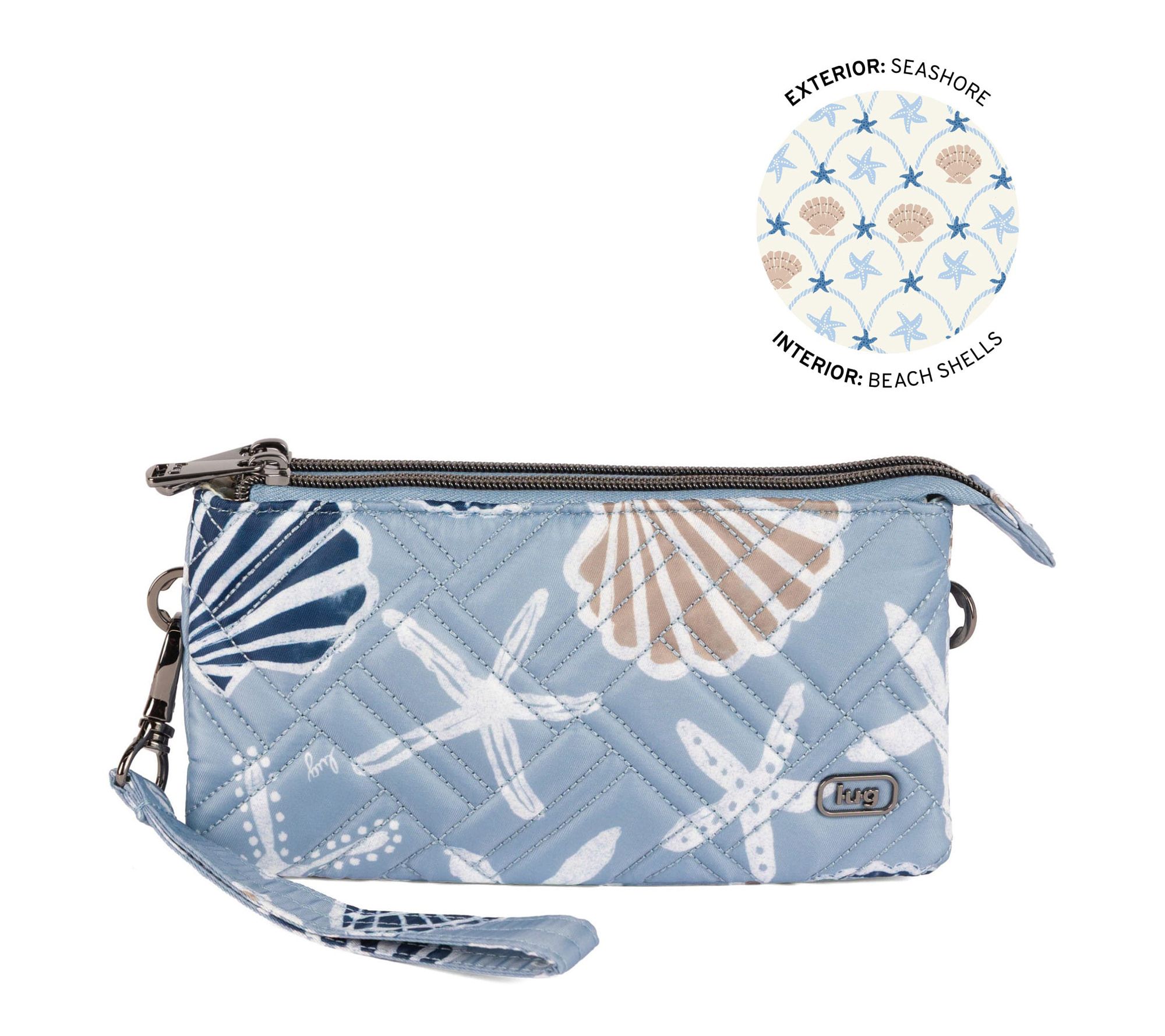Lug Quilted Top Zip Pouch with Wristlet Strap-Frolic