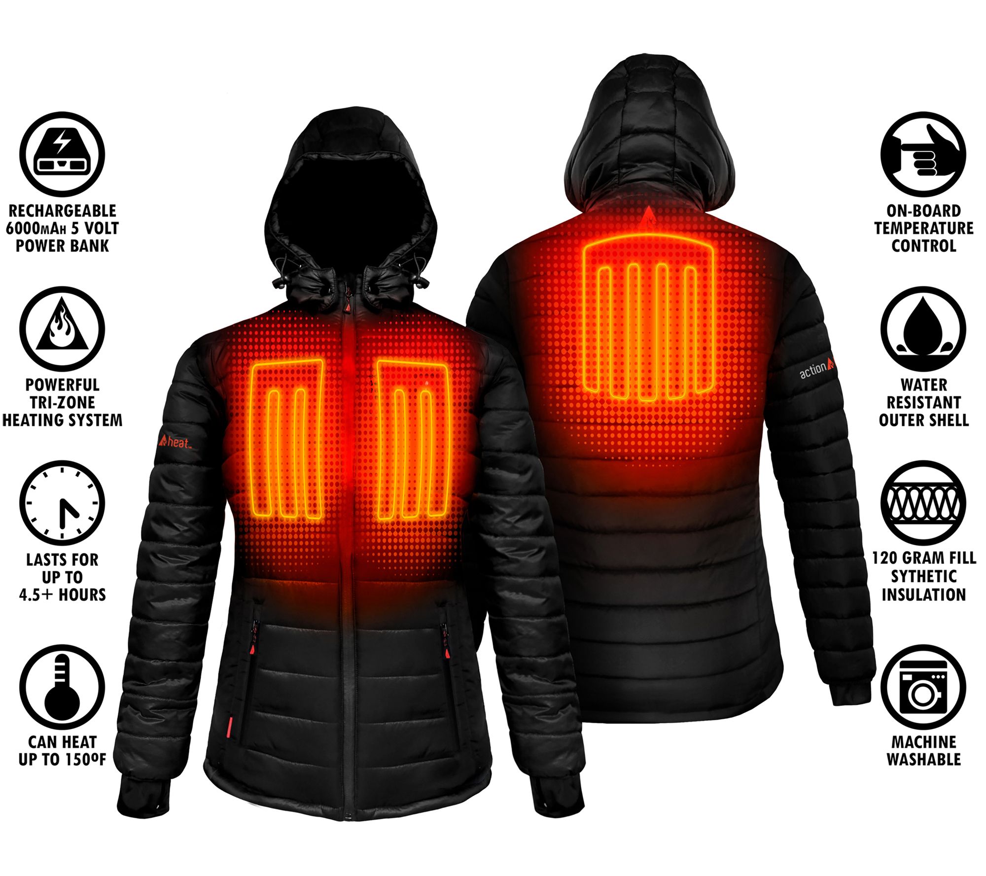 ActionHeat Women's 5V Battery-Heated Puffer Jacket W/ Hood - QVC.com