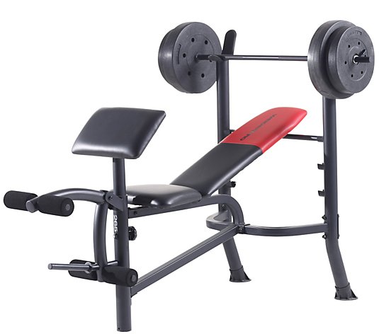 Weider Pro 265 Standard Bench, Bar, and WeightSet