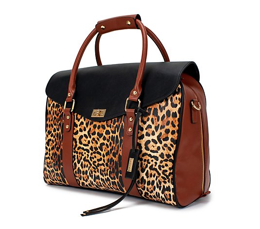 Badgley Mischka Leopard Travel Tote Weekender Bag