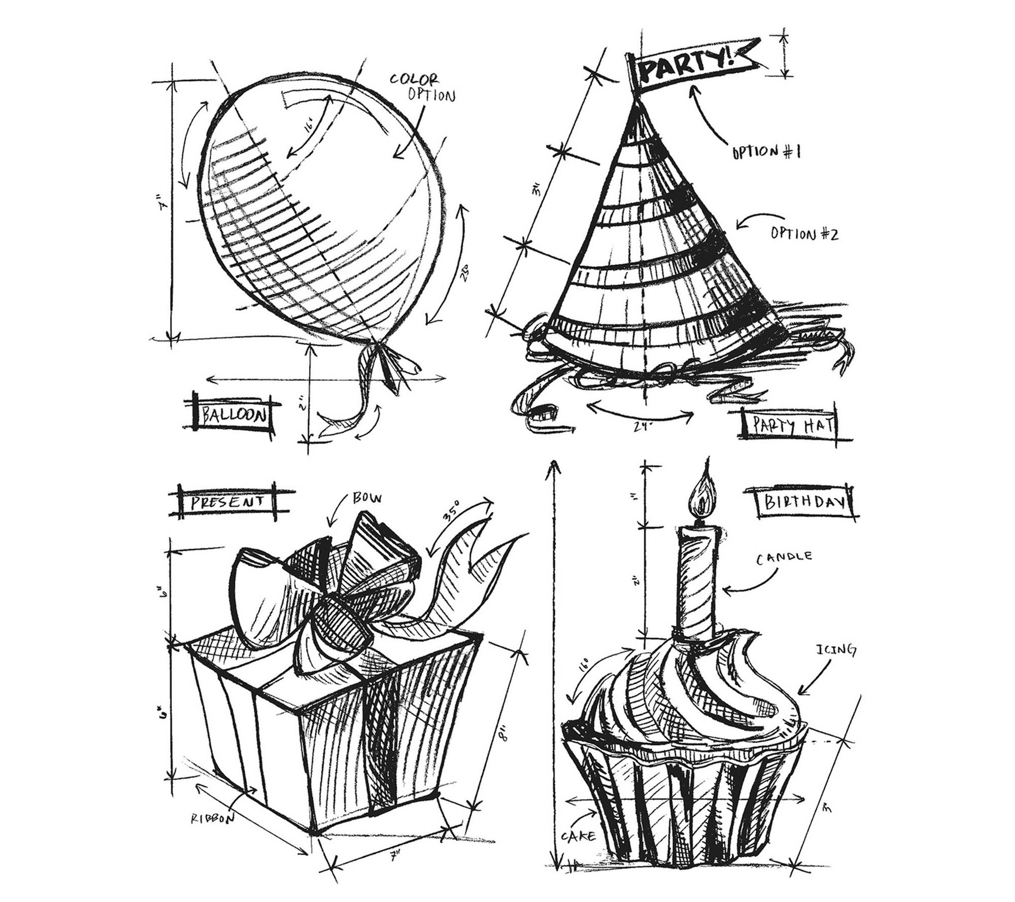 Tim Holtz Cling Stamp Set - Birthday Blueprint
