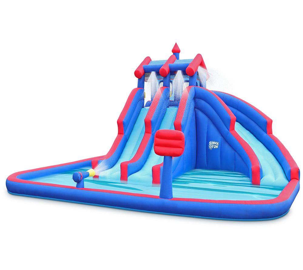 Inflatable Water Park with Large Slides and Basetball Hoop