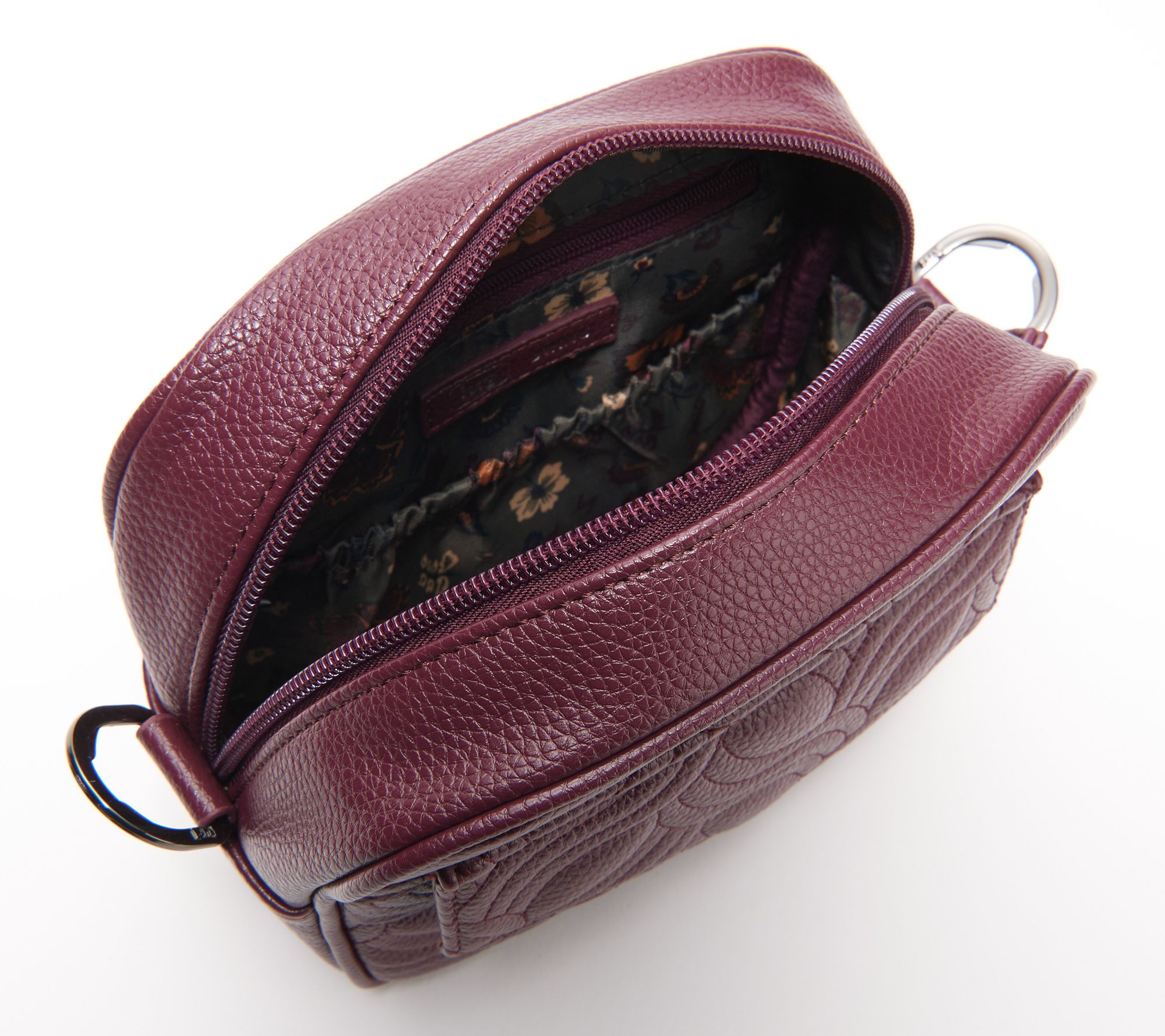 Womens Faux Leather 2 in 1 Handbag Laser Cut Top Small Bag Zipped Office Shopper