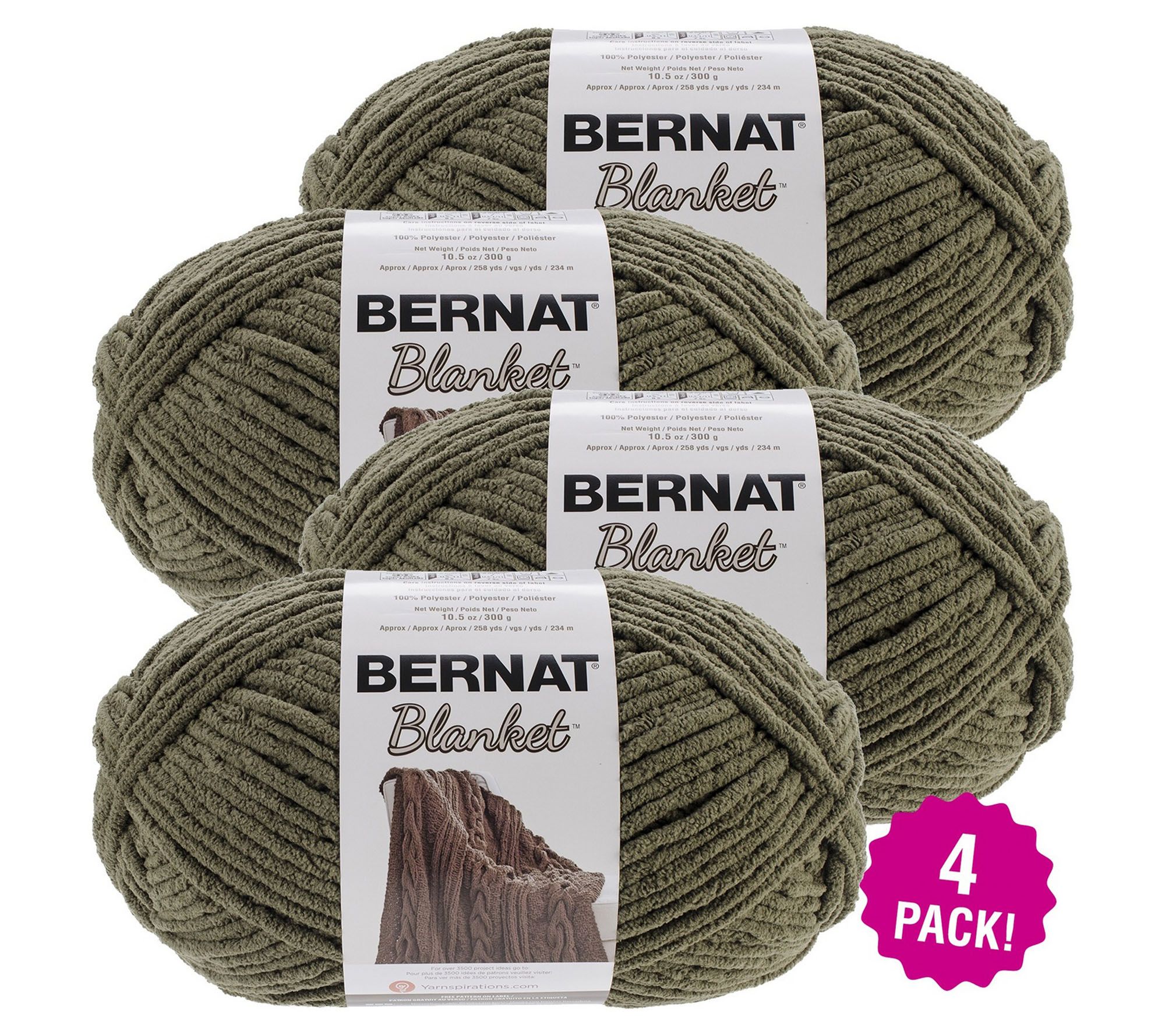 Bernat Blanket Multipack of 4 Olive Big Ball Yarn 