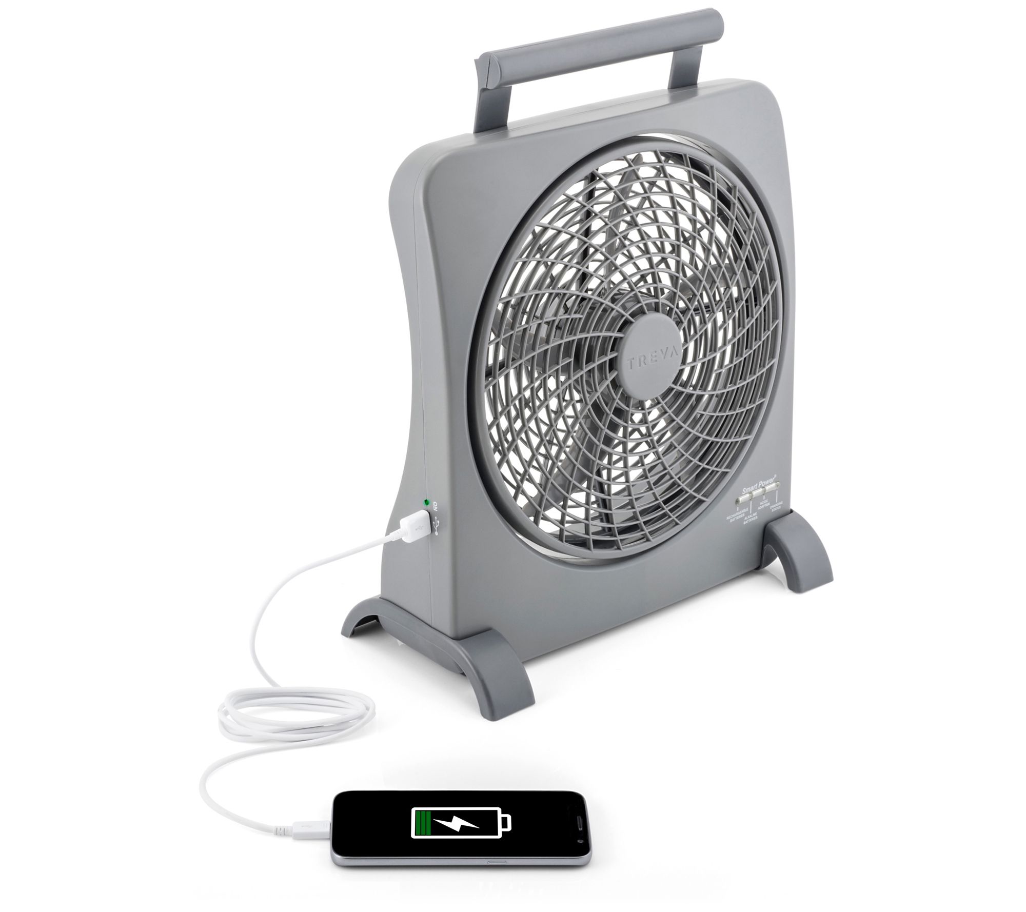O2Cool Treva 10 Battery Operated Portable Fin Fan with AC Adapter