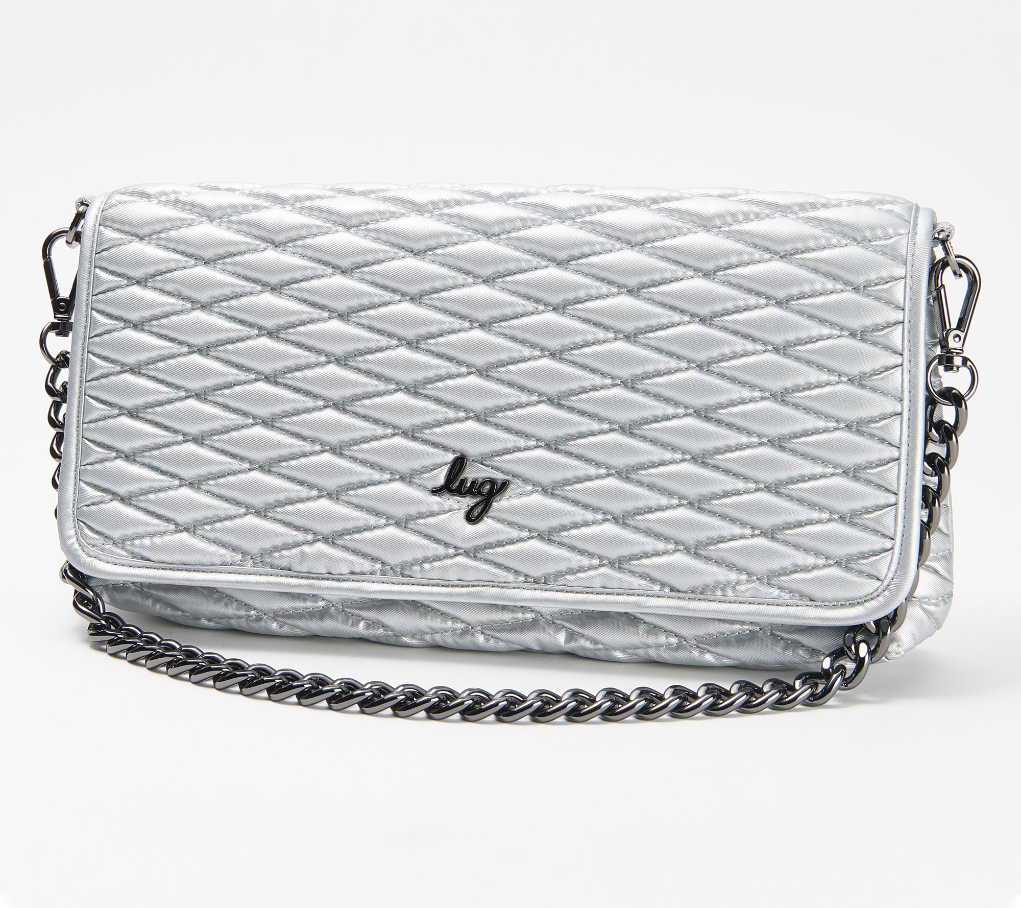 Lug Metallic Quilted Shoulder Bag with Chainstrap - Strut ,Metallic Silver