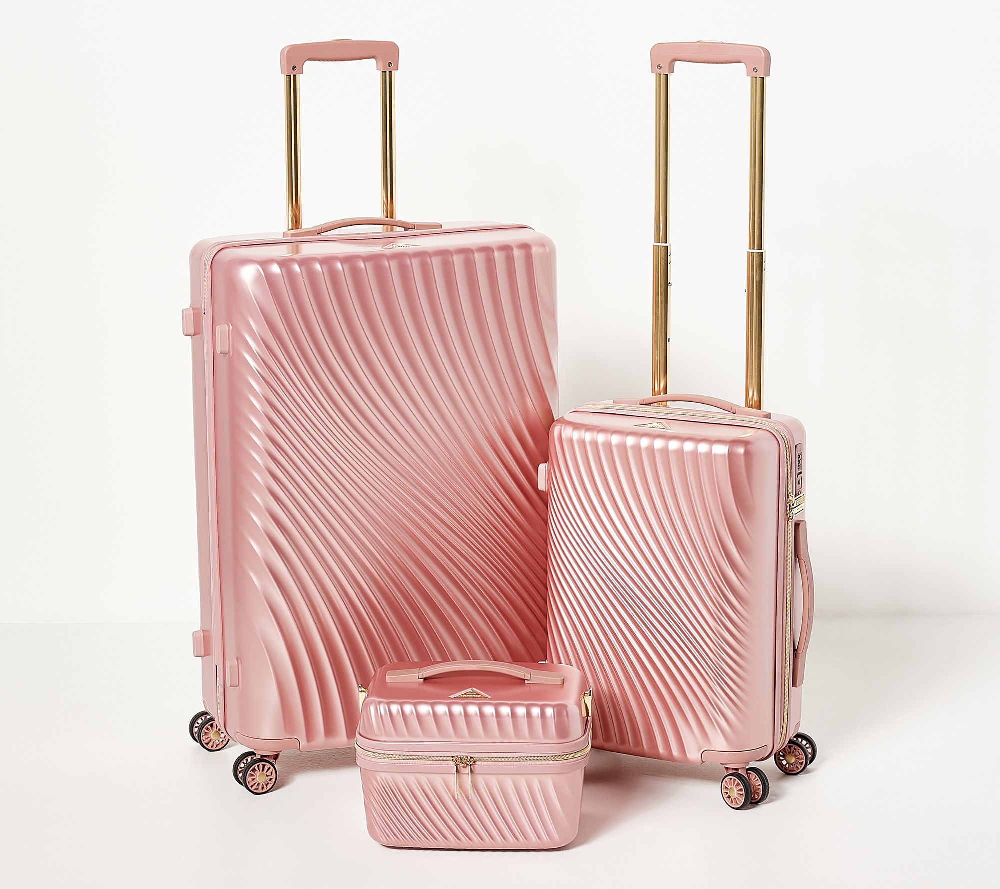 Source golden color 5 Piece Hard side suitcase set 3pc 4 wheels rose gold  luggage ABS PC hard plastic travel luggage on m.
