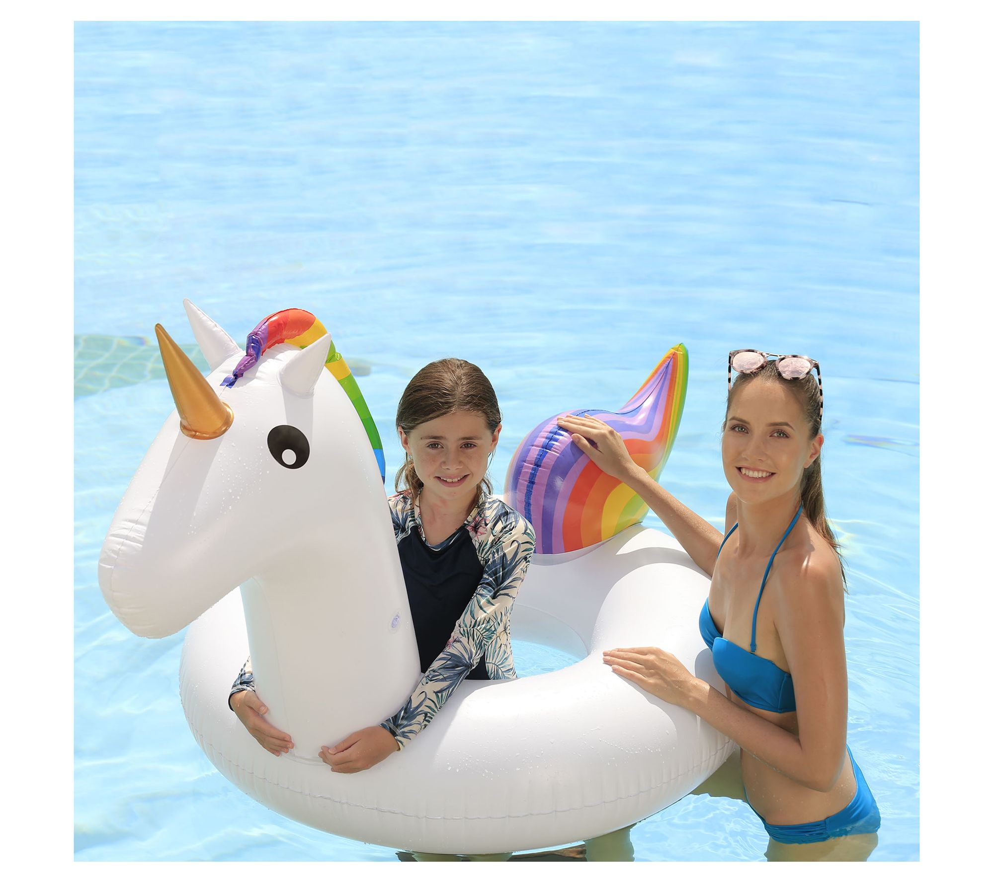 Northlight 68" Rainbow Unicorn Inflatable Pool Tube Ring Float