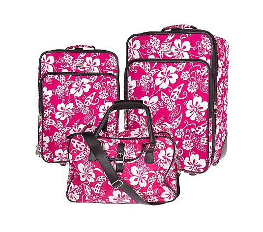 American Tourister 3pc Hawaiian Floral Print Luggage Set - QVC.com