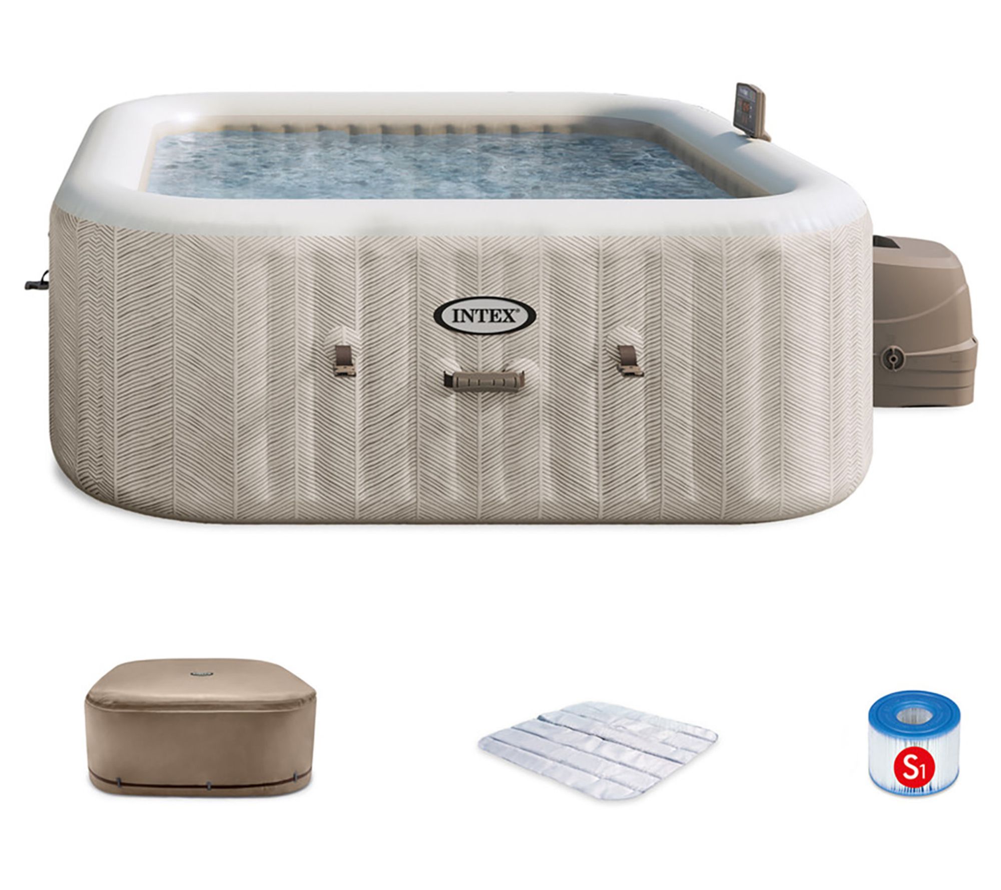 Intex PureSpa Chevron 6-Person Deluxe Inflatable Hot Tub Set