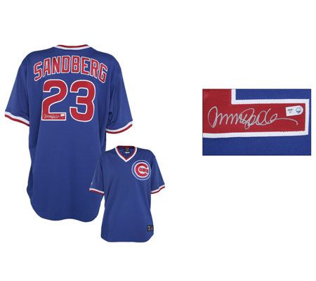 Ryne Sandberg Chicago Cubs Autographed White Pinstripe 1987 Mitchell & Ness  Authentic Jersey with ''HOF 05'' Inscription