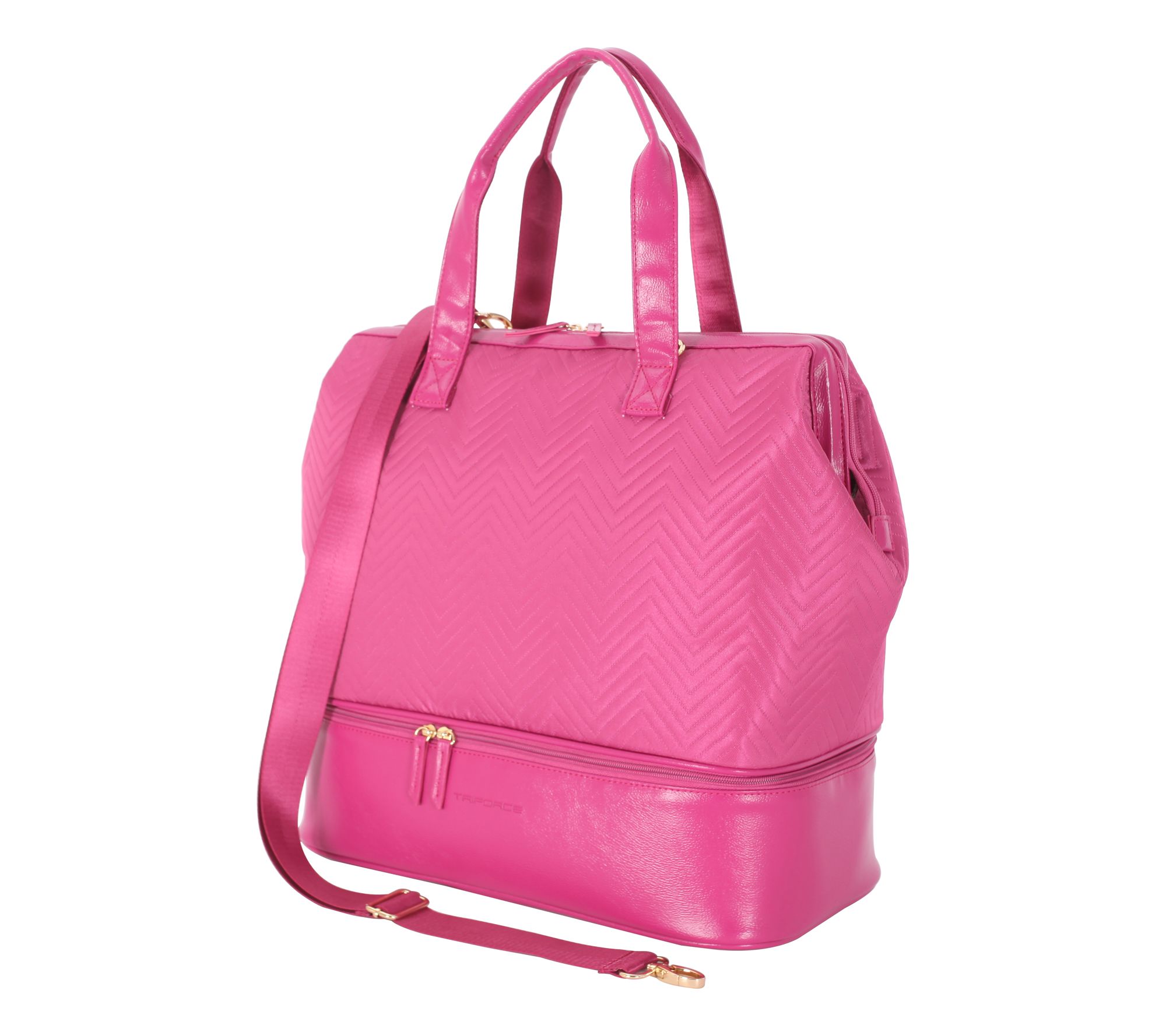 DAILY BAG！！2-WAY Eve Bag (4 COLOR) Triforce Evora Quilted Weekender Duffel Bag - QVC.com