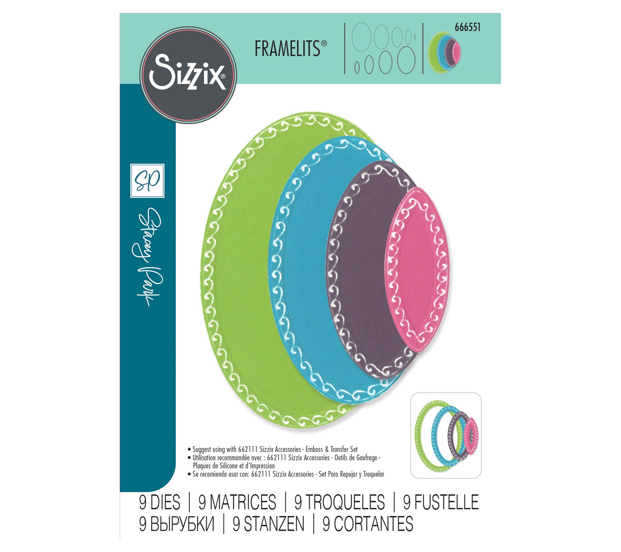 Sizzix Fanciful Framelits Clare Classics Ovals  9pc Die Set
