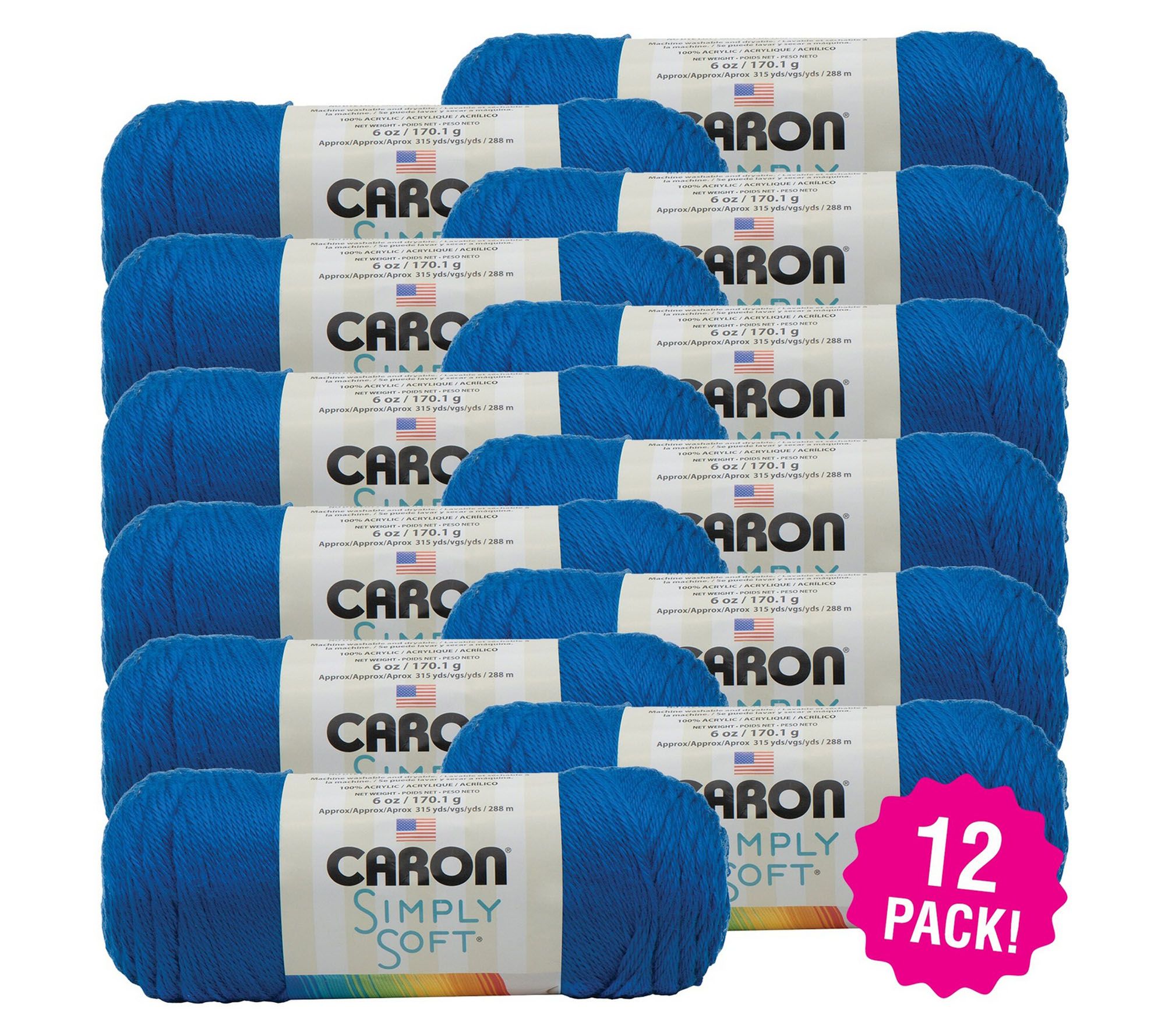 Caron Multipack of 12 Royal Blue Simply Soft Solids Yarn