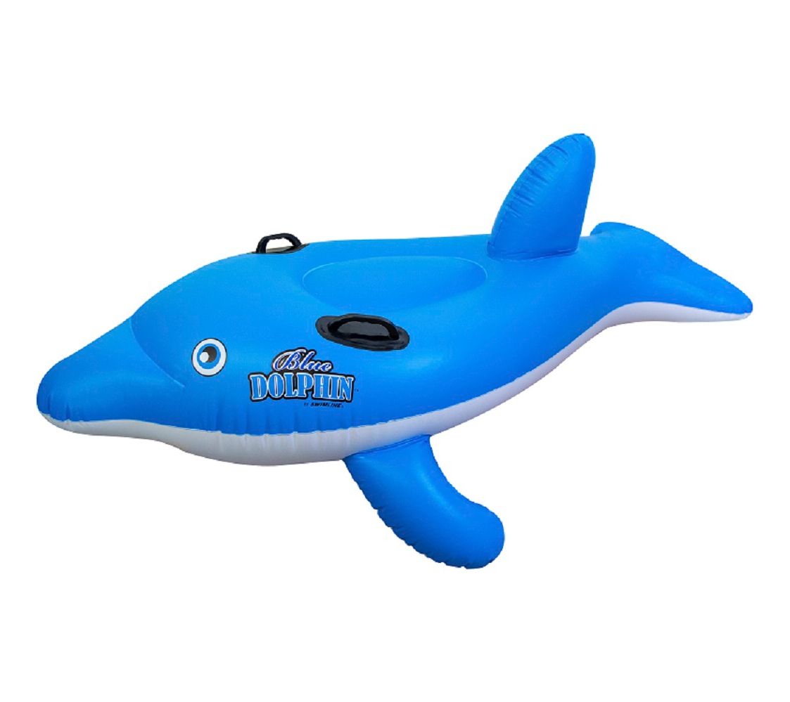 Swim Central 61" Blue Ride-On Dolphin Children's Pool Float