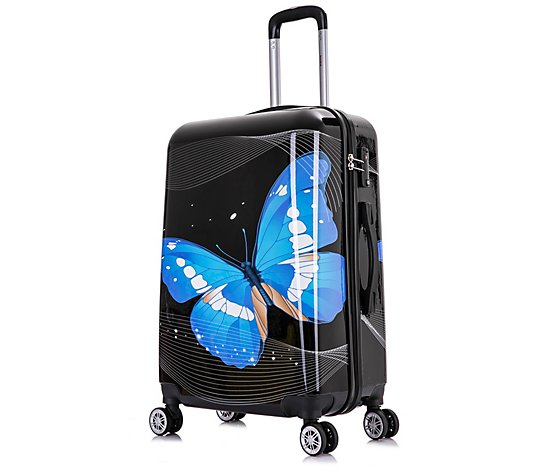 InUSA Black Butterfly Lightweight Hardside Spinner 24" Luggage
