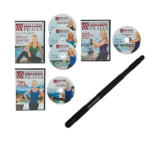 Mari Winsor Slimming Pilates System w/ 5 DVDs and Pilates Bar 