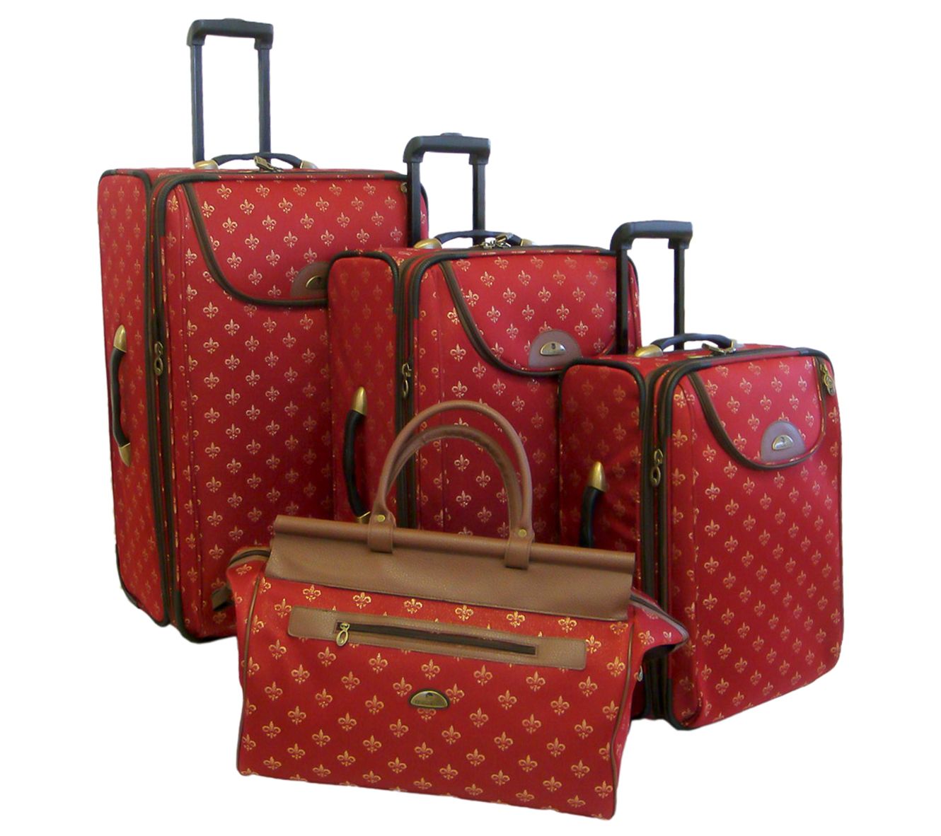 American Flyer Fleur De Lis 4-Piece Luggage Set - Red