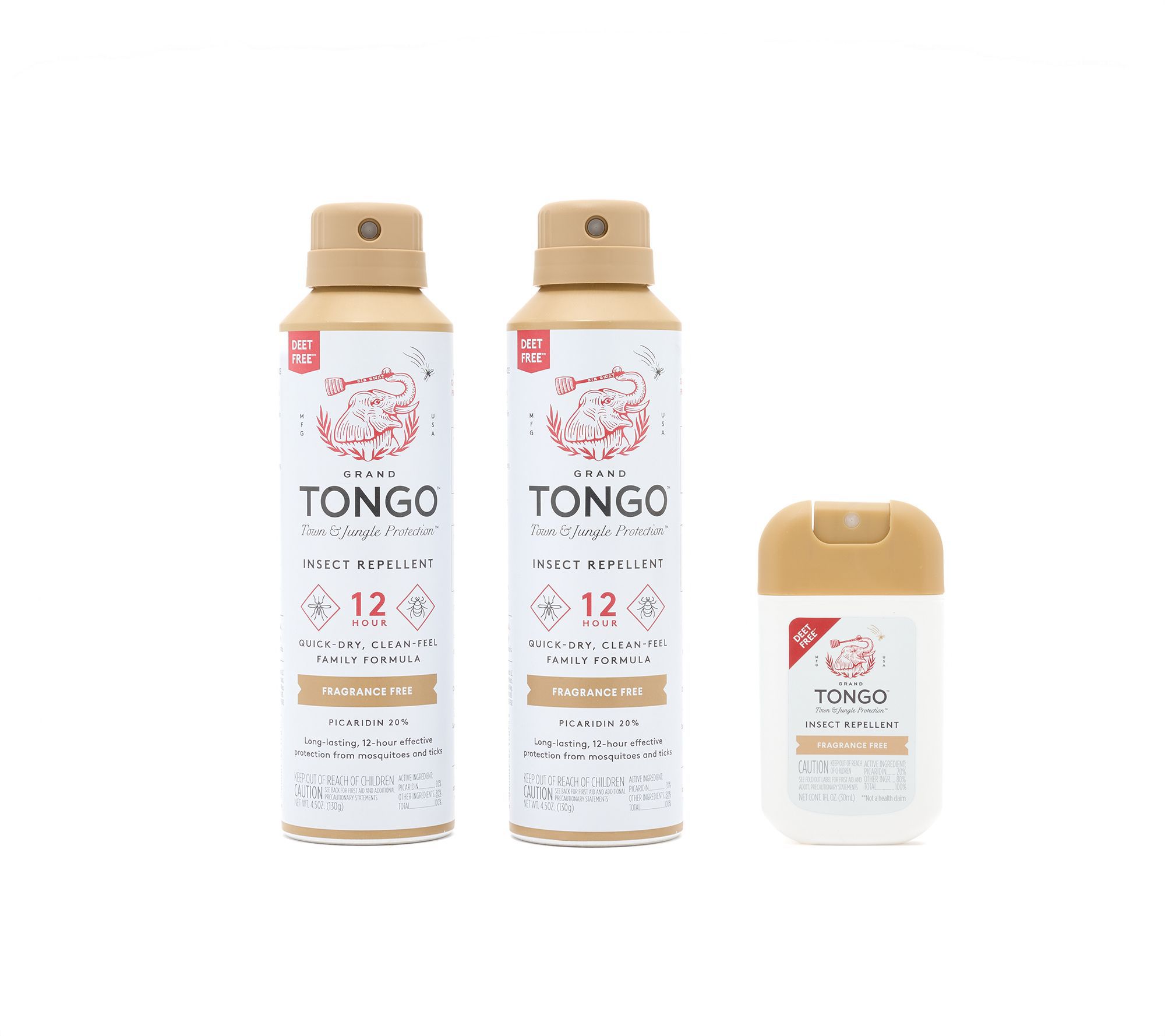 Grand Tongo Set of 3 Insect Repellent Sprays & Pocket Spray
