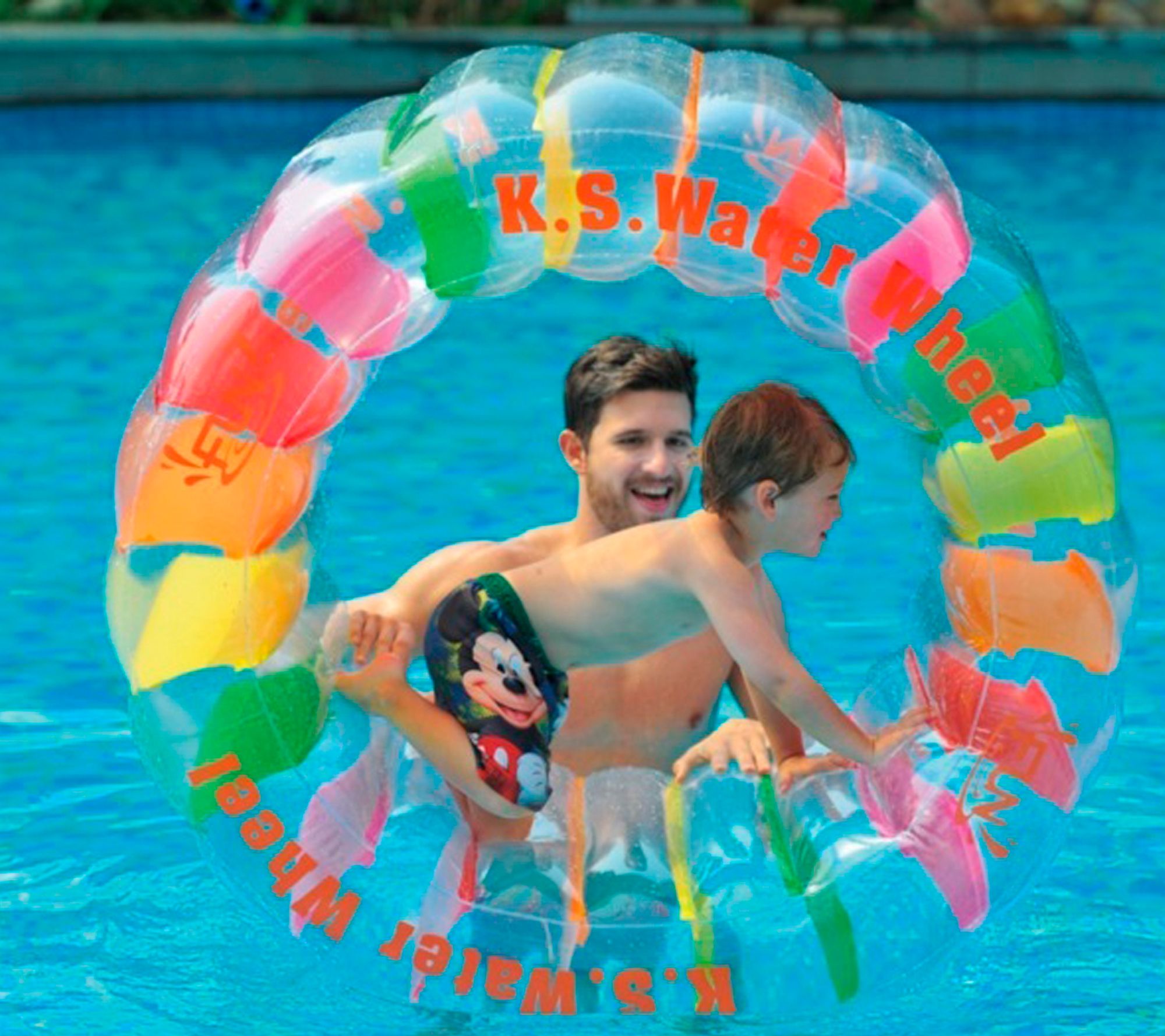 Pool Central Inflatable White/Orange Pool WaterWheel Toy 49"