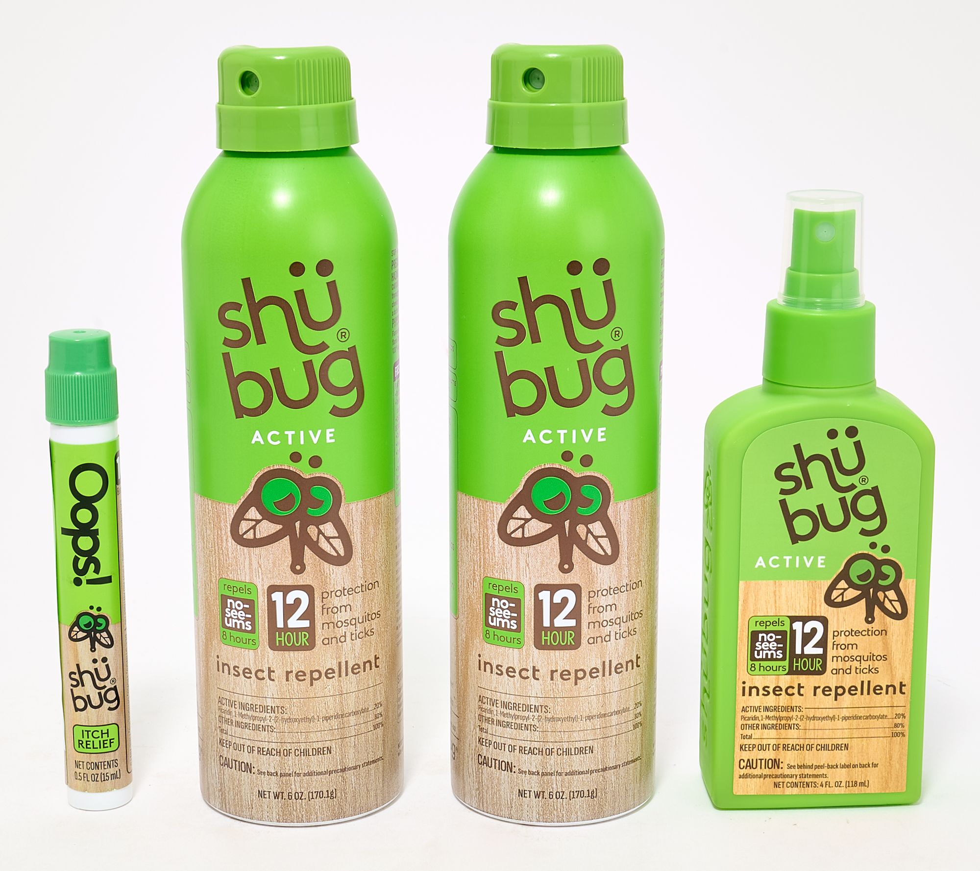 Shubug 4-Piece 12-Hour Active Insect Repellent Kit