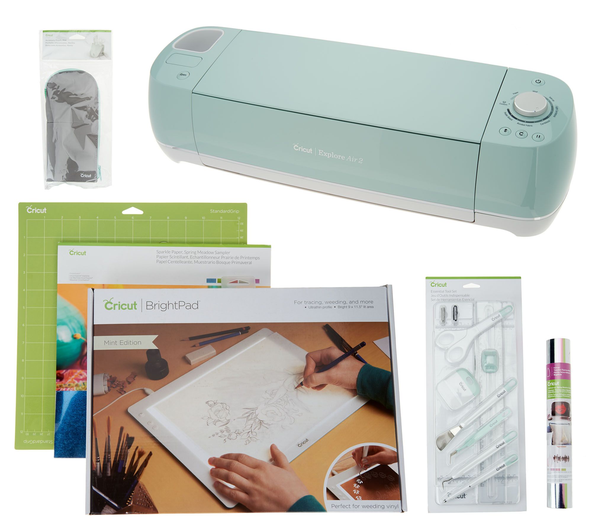 Cricut Mint Explore Air 2 Machine and Bright Pad Bundle
