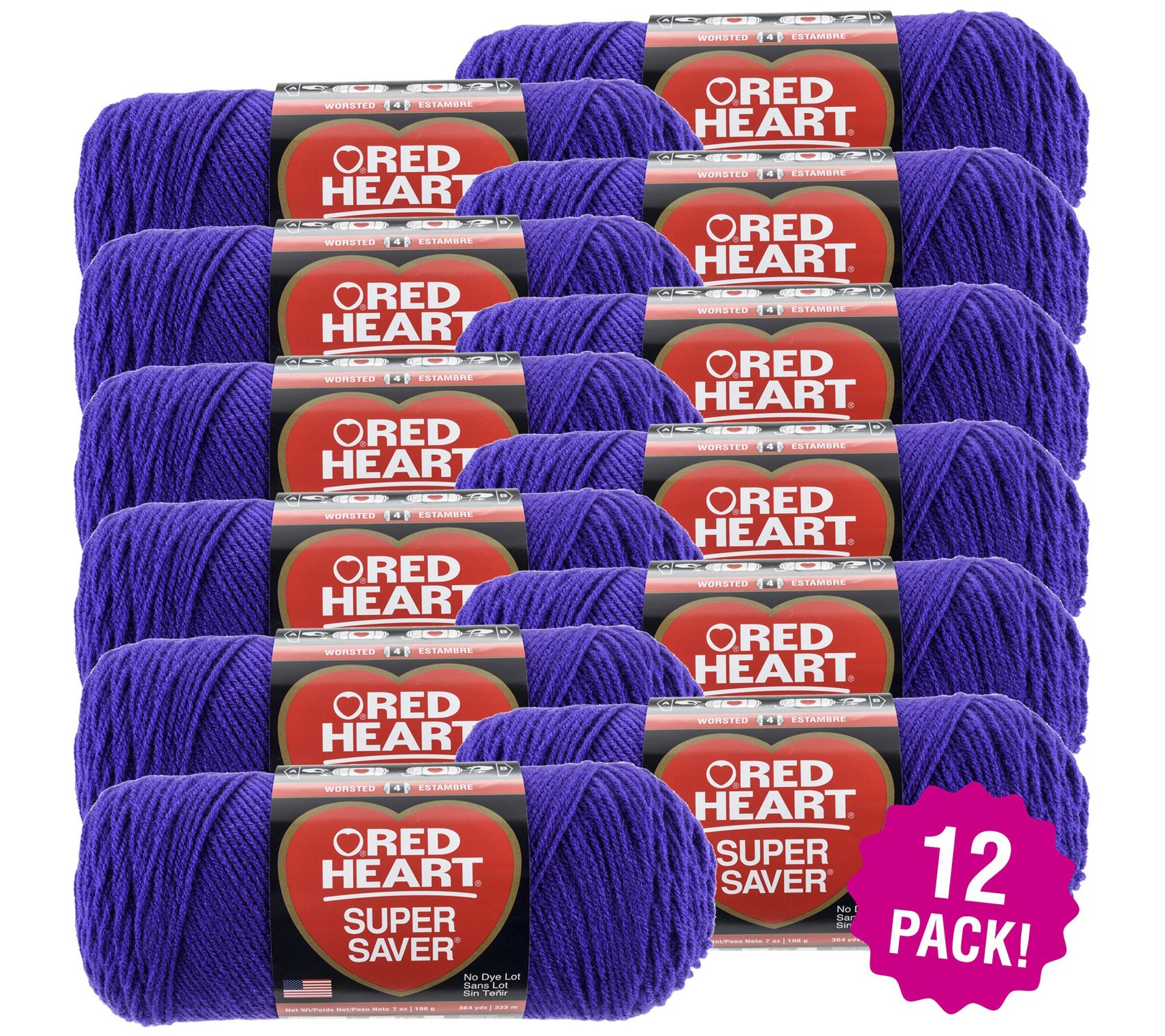 Red Heart Multipack of 12 Amethyst Super SaverYarn