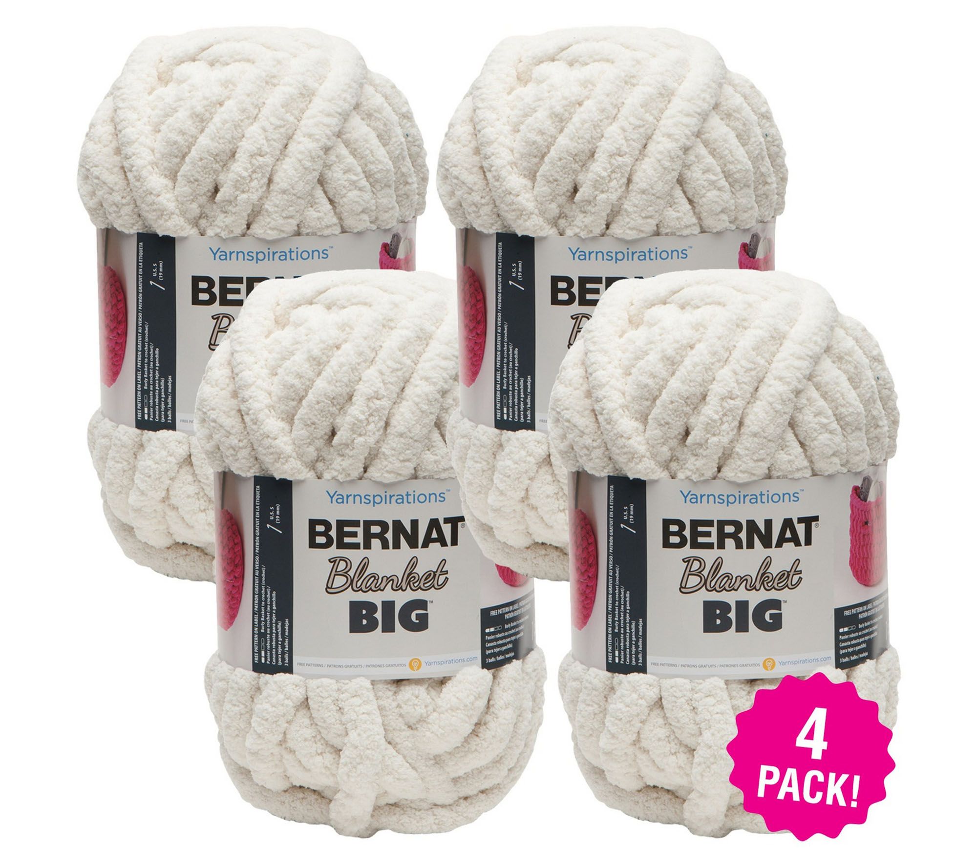 Bernat Blanket Multipack of 4 Vintage White BigBall Yarn 