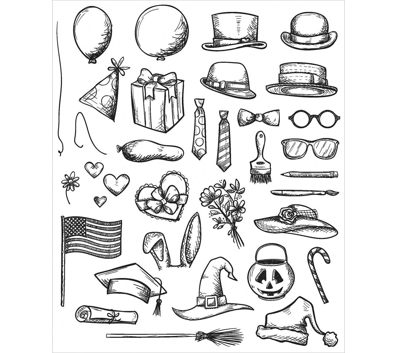 Tim Holtz Cling Stamp Set - Crazy Things