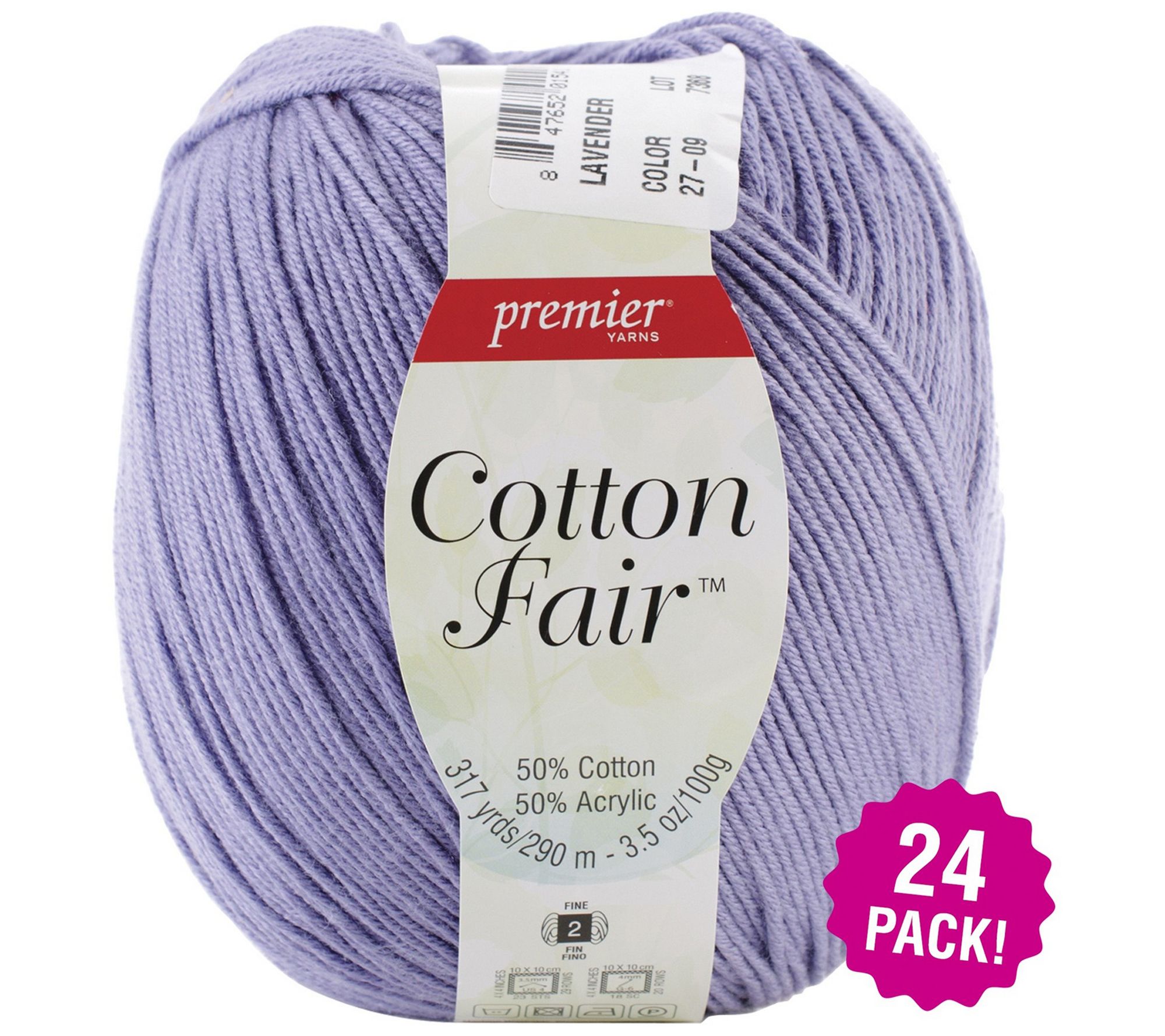 Premier Yarns Multipack of 24 Lavender Cotton Fair Solid Yarn - QVC.com