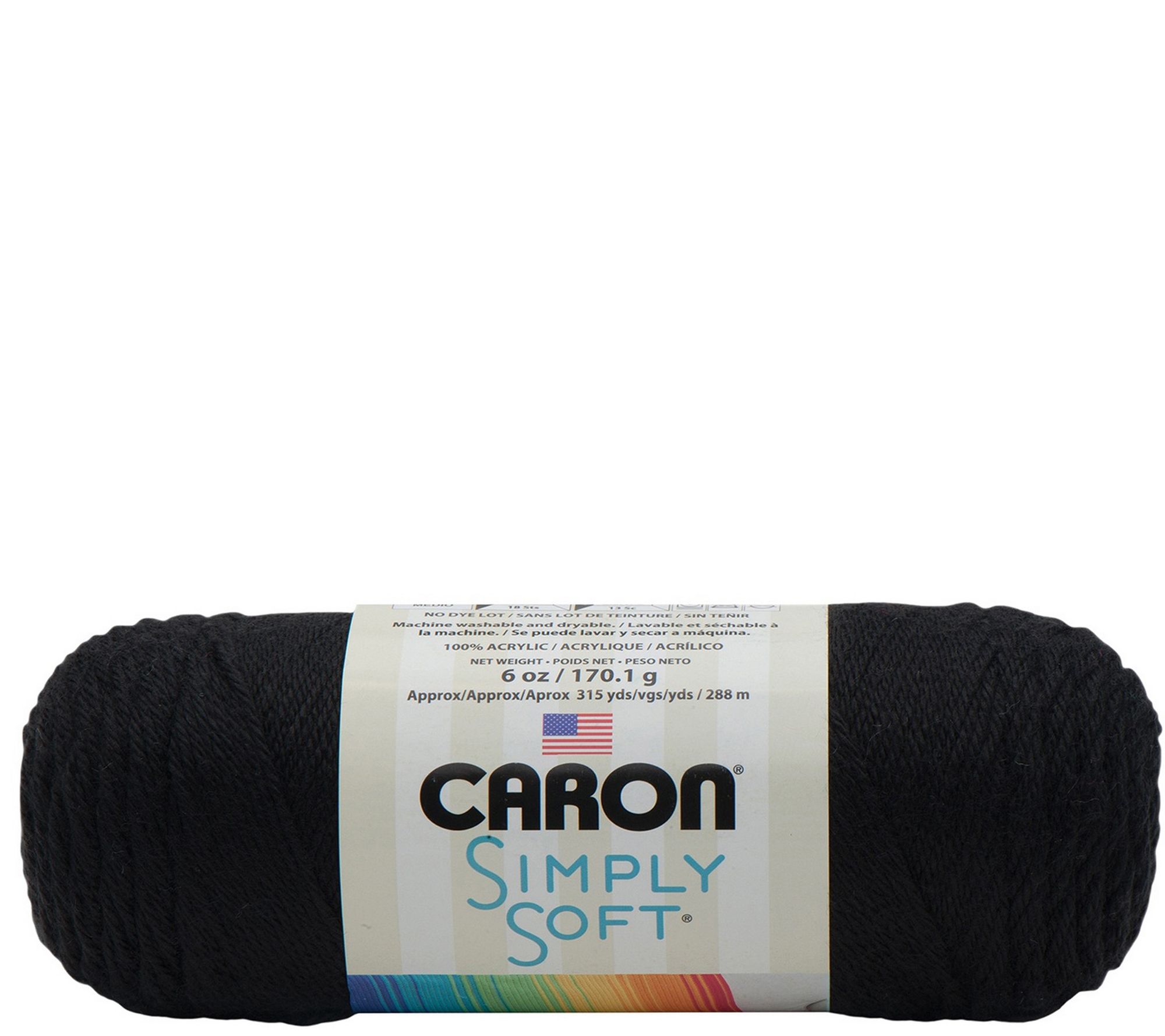 Caron Simply Soft Yarn Light, 6oz/315 Yd, Acrylic 4, Baby Soft, Black Yarn, Caron  Yarn 