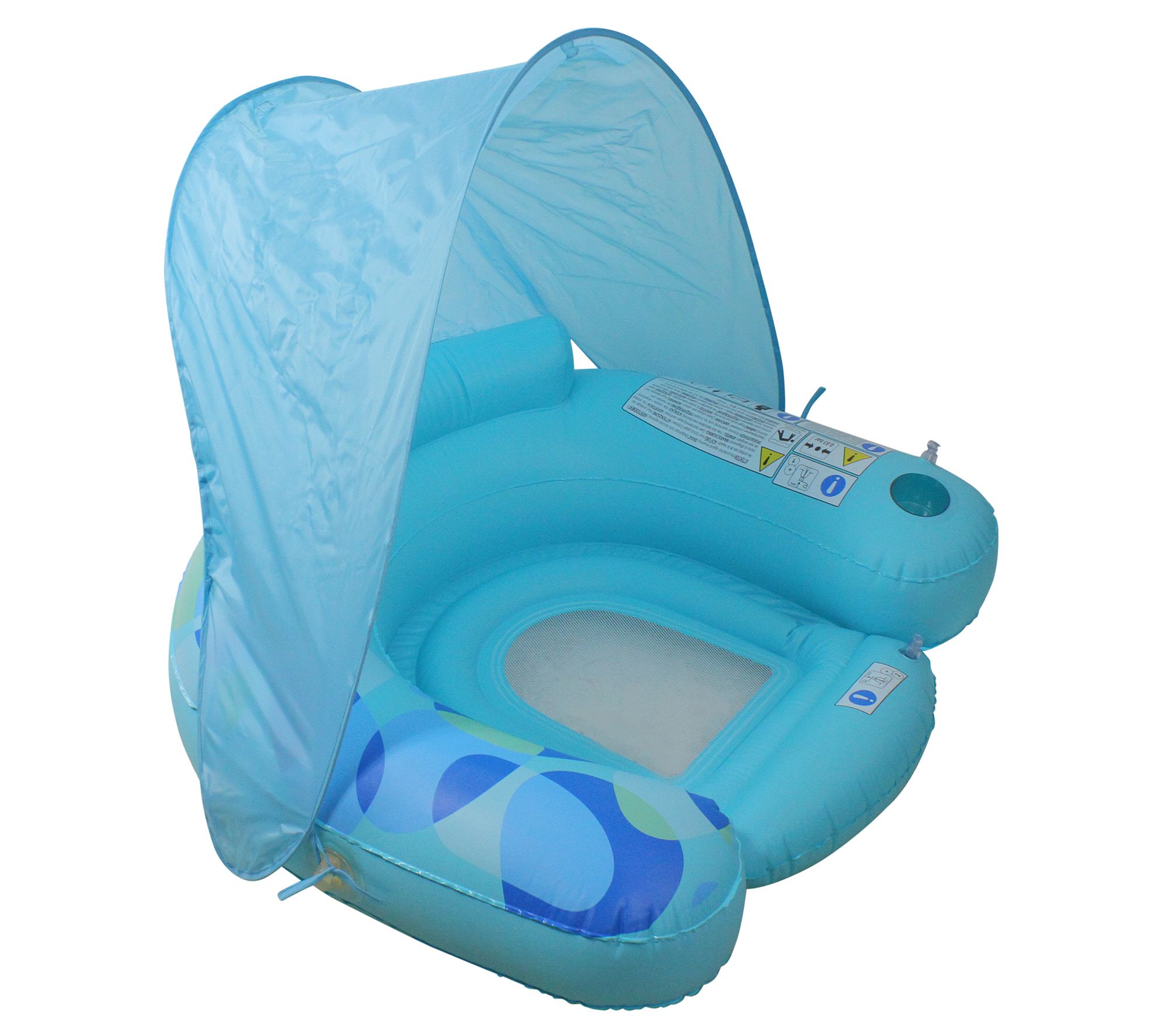 Pool Central Inflatable Blue Pool Chair w/ Canopy 40.5"