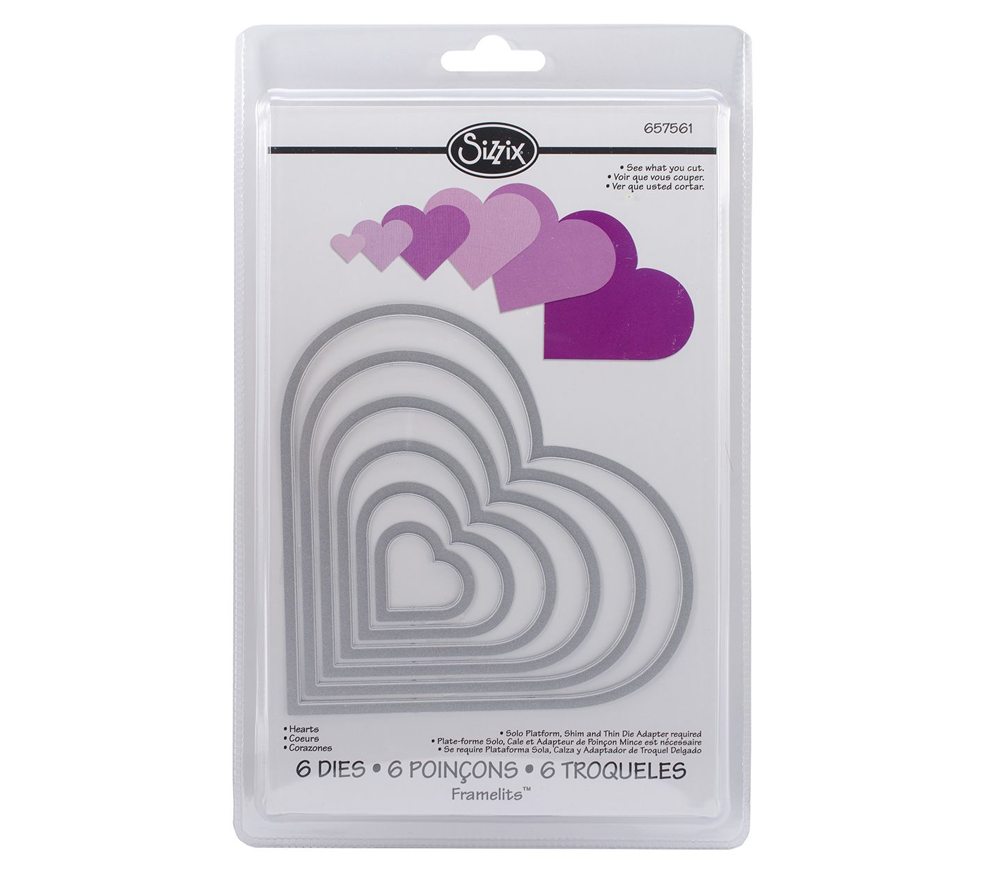 Sizzix Framelits 6pc Hearts Die Set