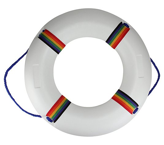 21" White and Blue Swimming Pool Safety Ring Buoy