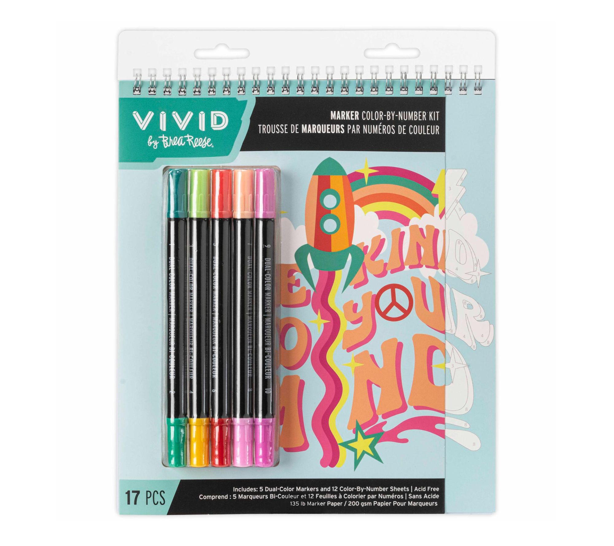 Vivid by Brea Reese Marker Good Vibes Color ByNumber Kit