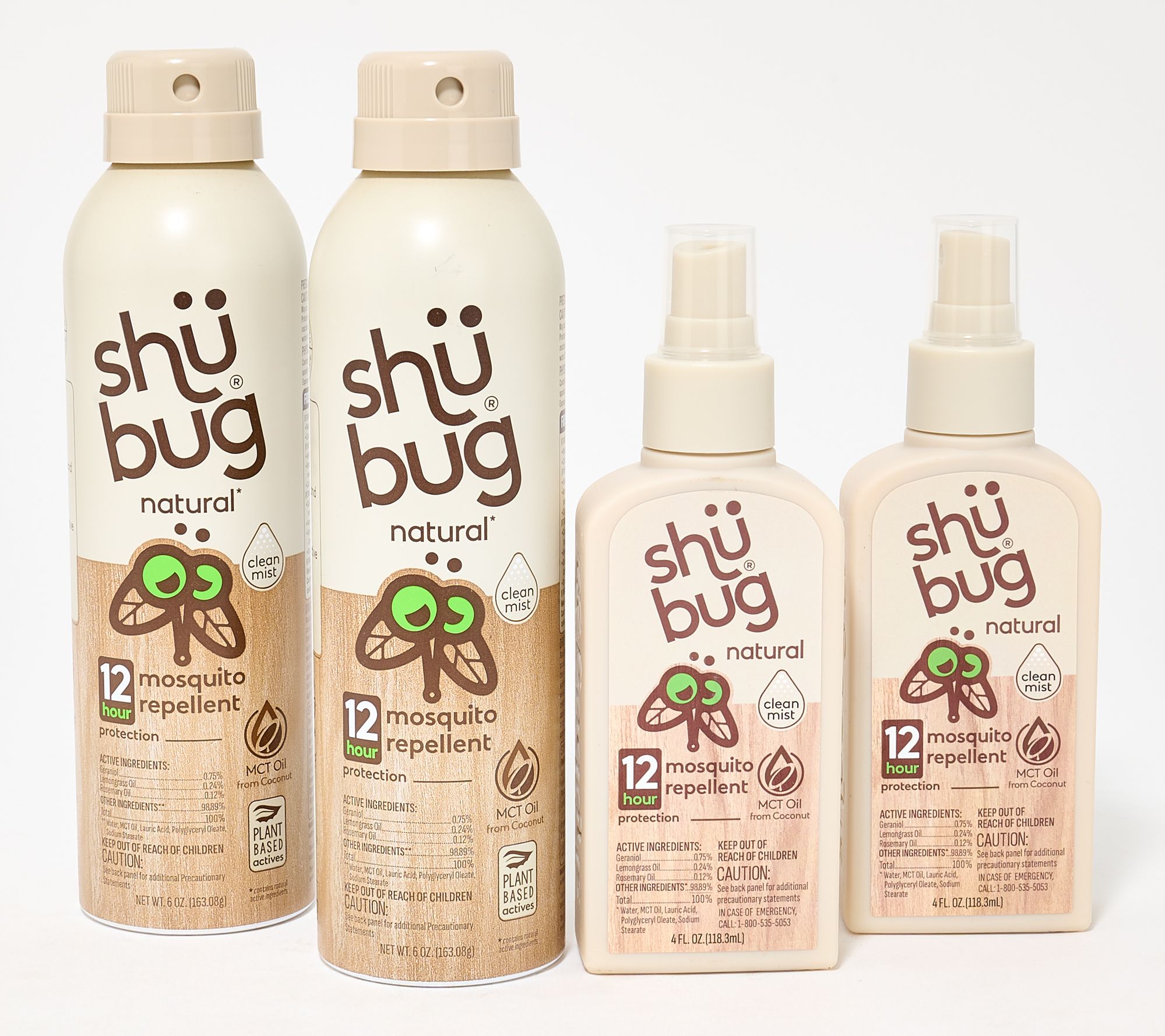 Shubug 4-Piece 12-hr Mosquito Moisturizing Repellent