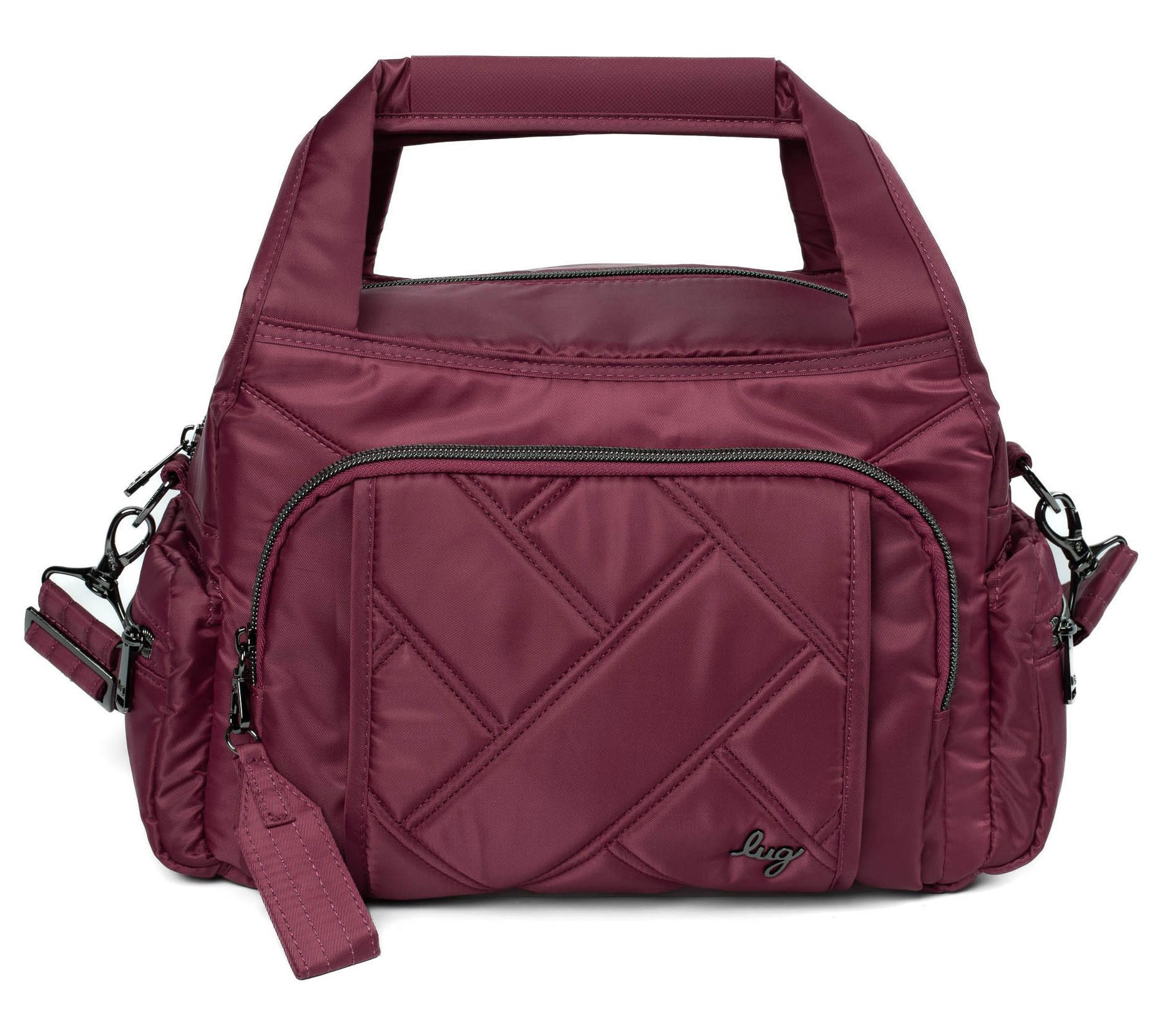 Lug Quilted Medium Satchel with Crossbody Strap -Rumble