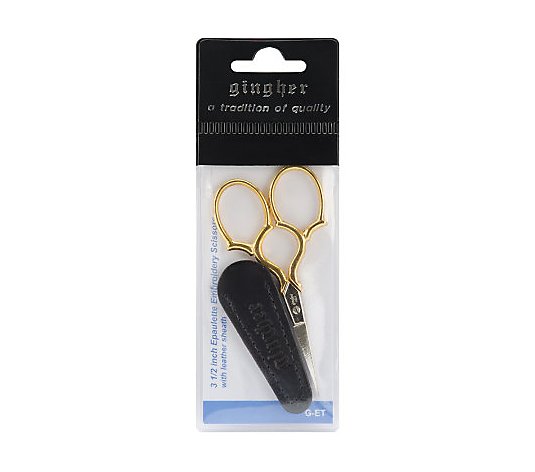 Epaulette Embroidery Scissors 3-1/2" with Leather Sheath